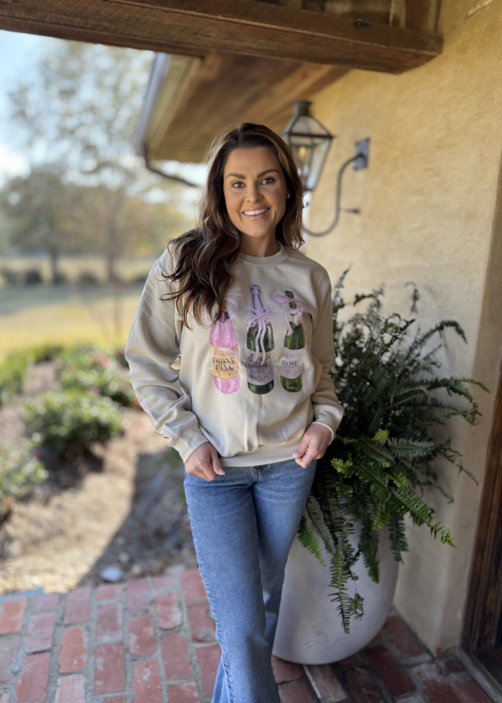 Bloom and Company Watercolor Champagne Bottles Sweatshirt