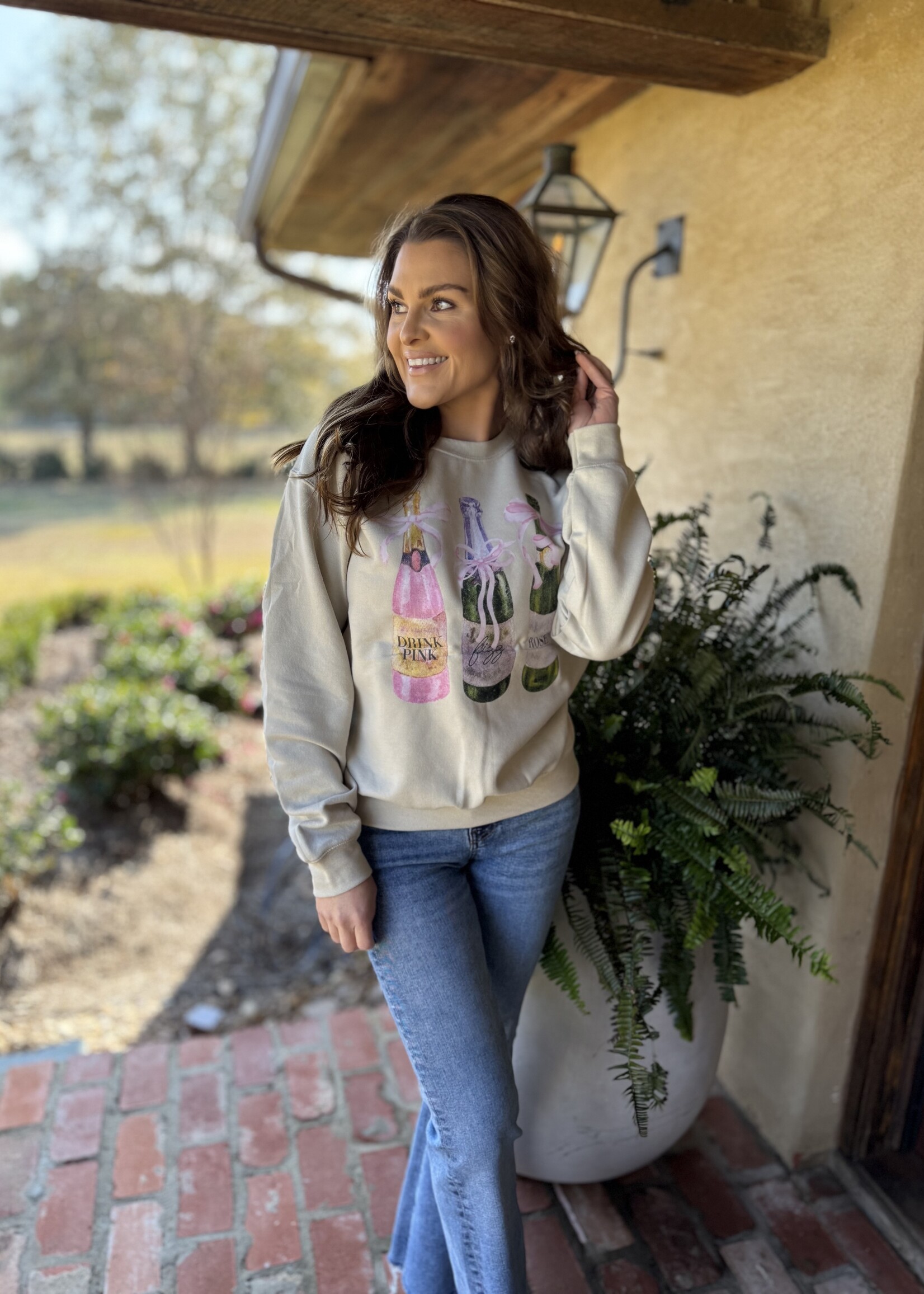 Bloom and Company Watercolor Champagne Bottles Sweatshirt