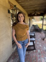 Bloom and Company Ruched One Shoulder Top Gold Mustard