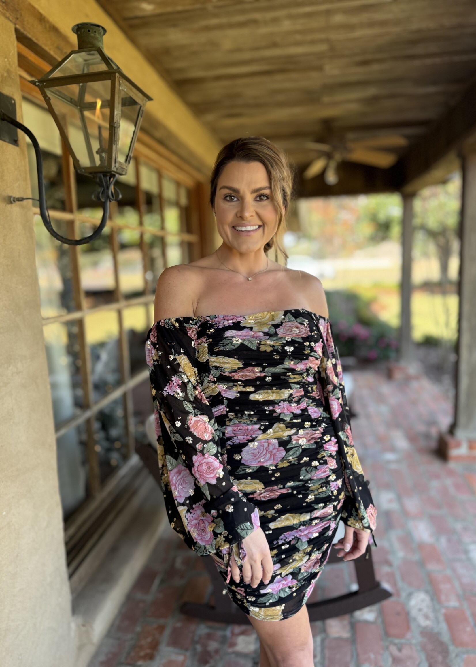 Bloom and Company Floral Fitted Sheer Sleeves Dress