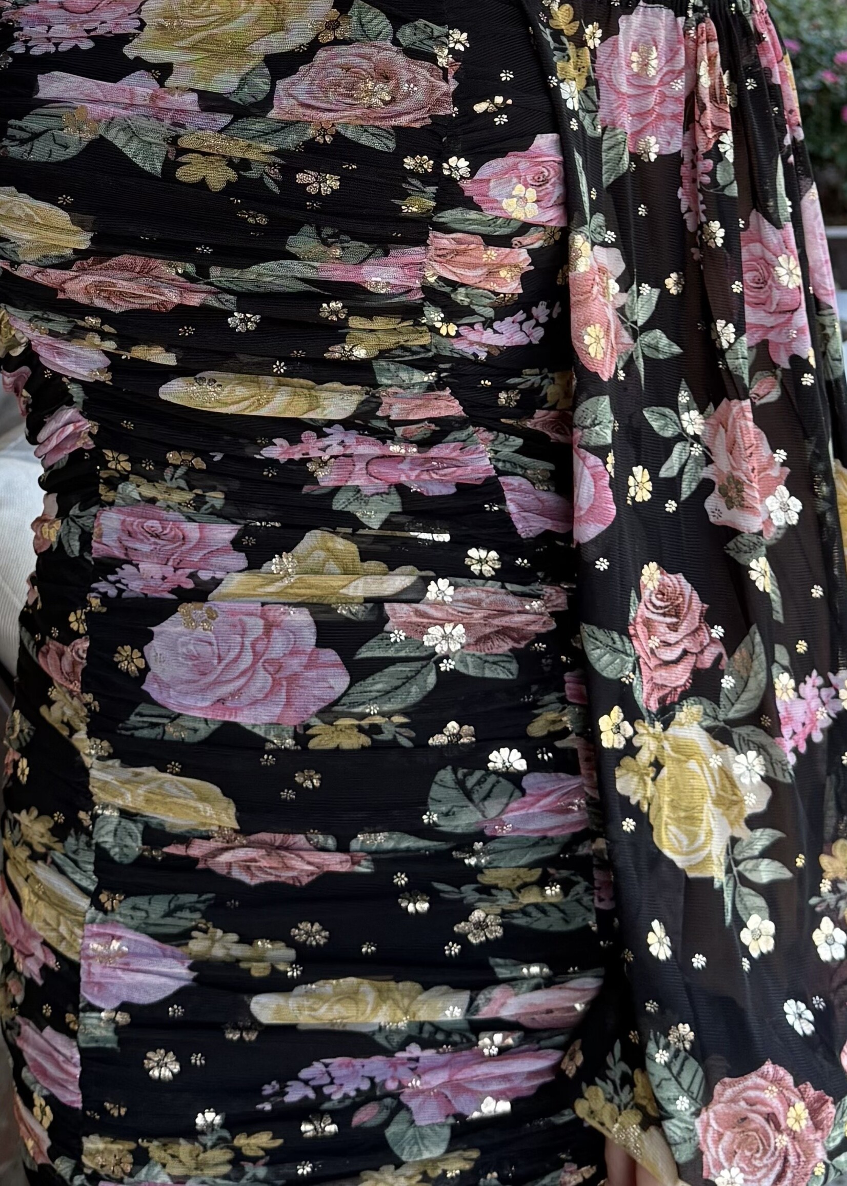 Bloom and Company Floral Fitted Sheer Sleeves Dress