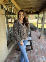 Bloom and Company Cheetah V-Neck Sweater Cardigan