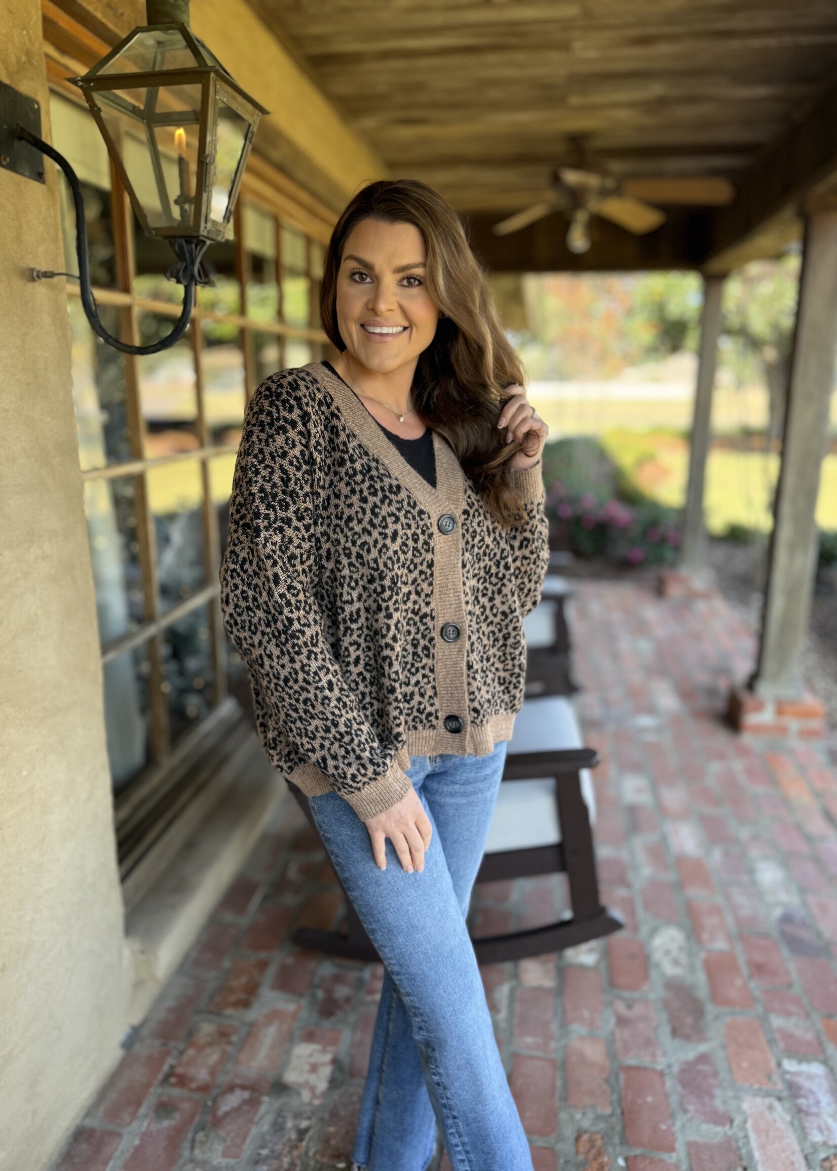 Bloom and Company Cheetah V-Neck Sweater Cardigan