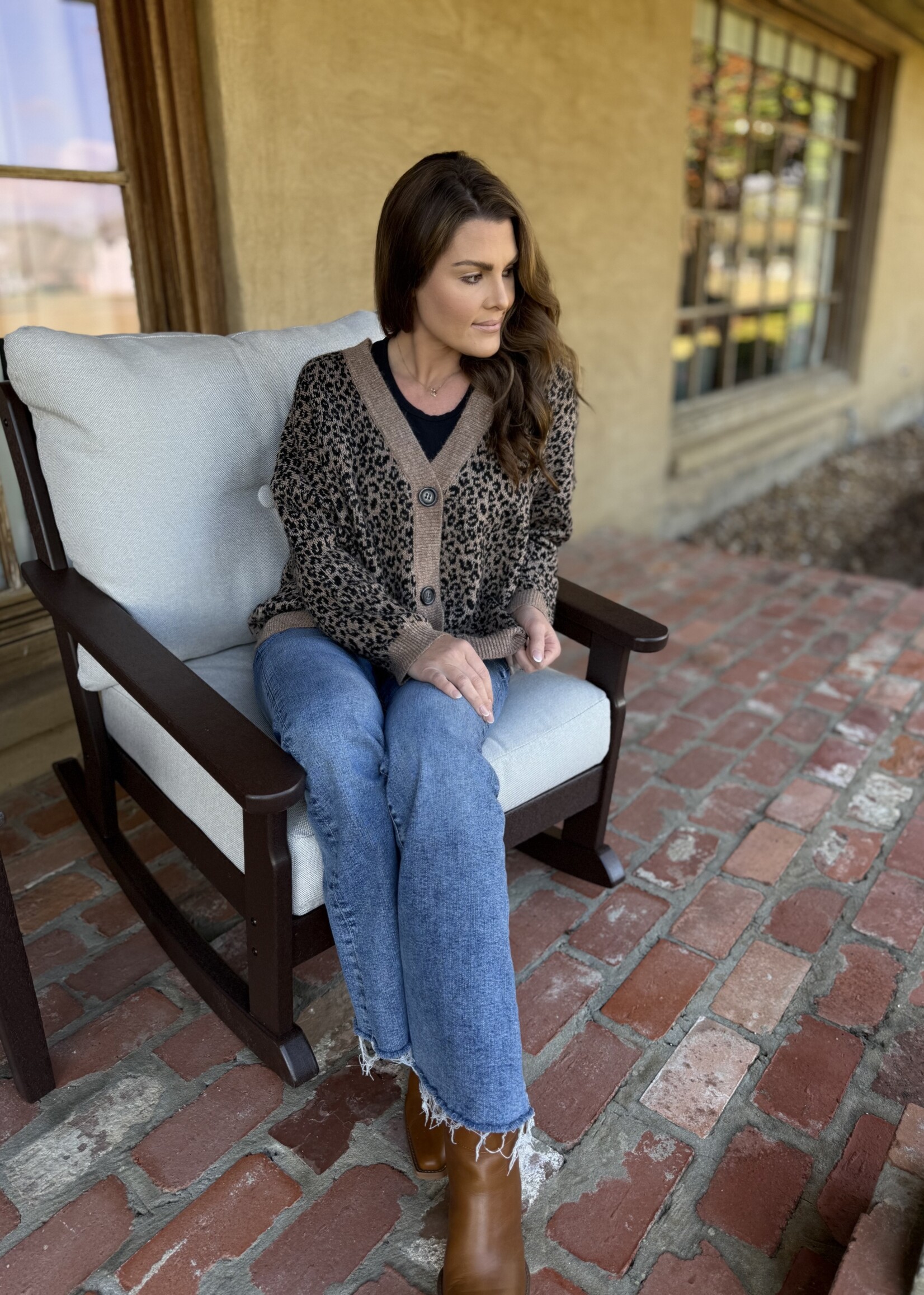 Bloom and Company Cheetah V-Neck Sweater Cardigan