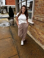 Bloom and Company Taupe Fleece Drawstring Joggers