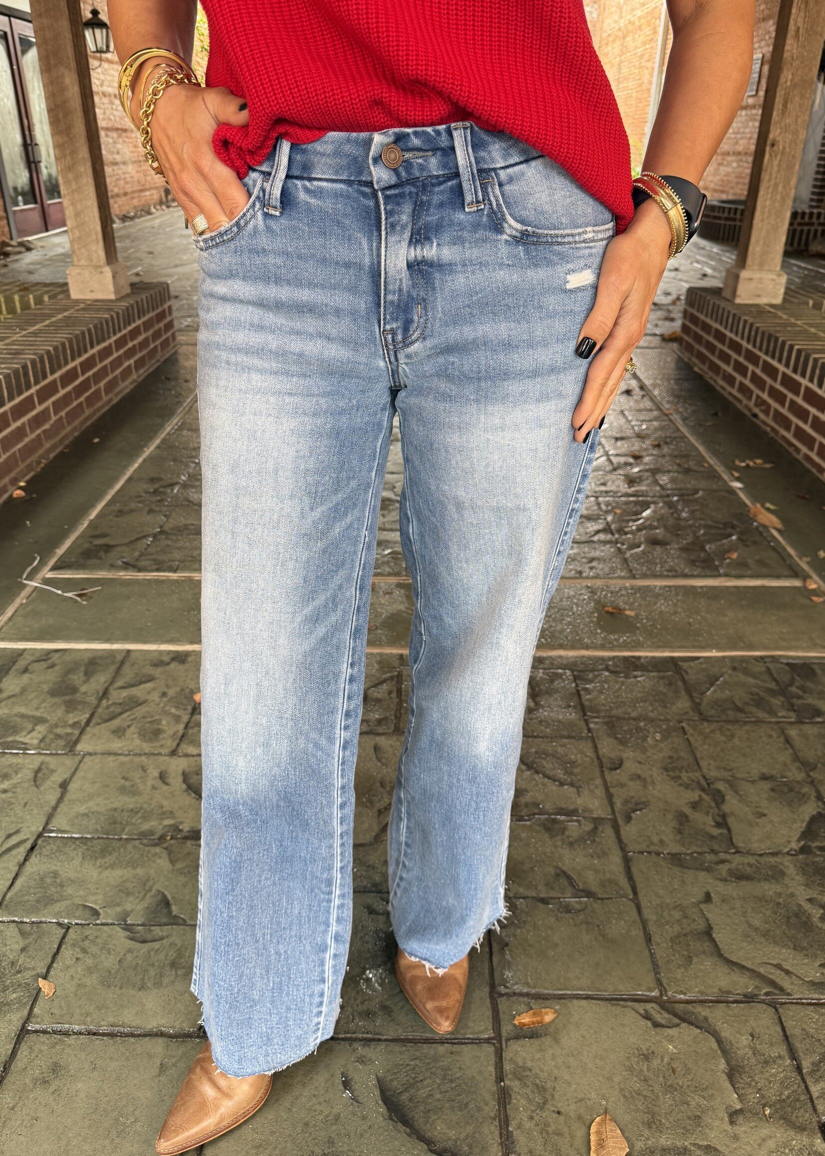 Bloom and Company Mid Rise Wide Leg Jeans