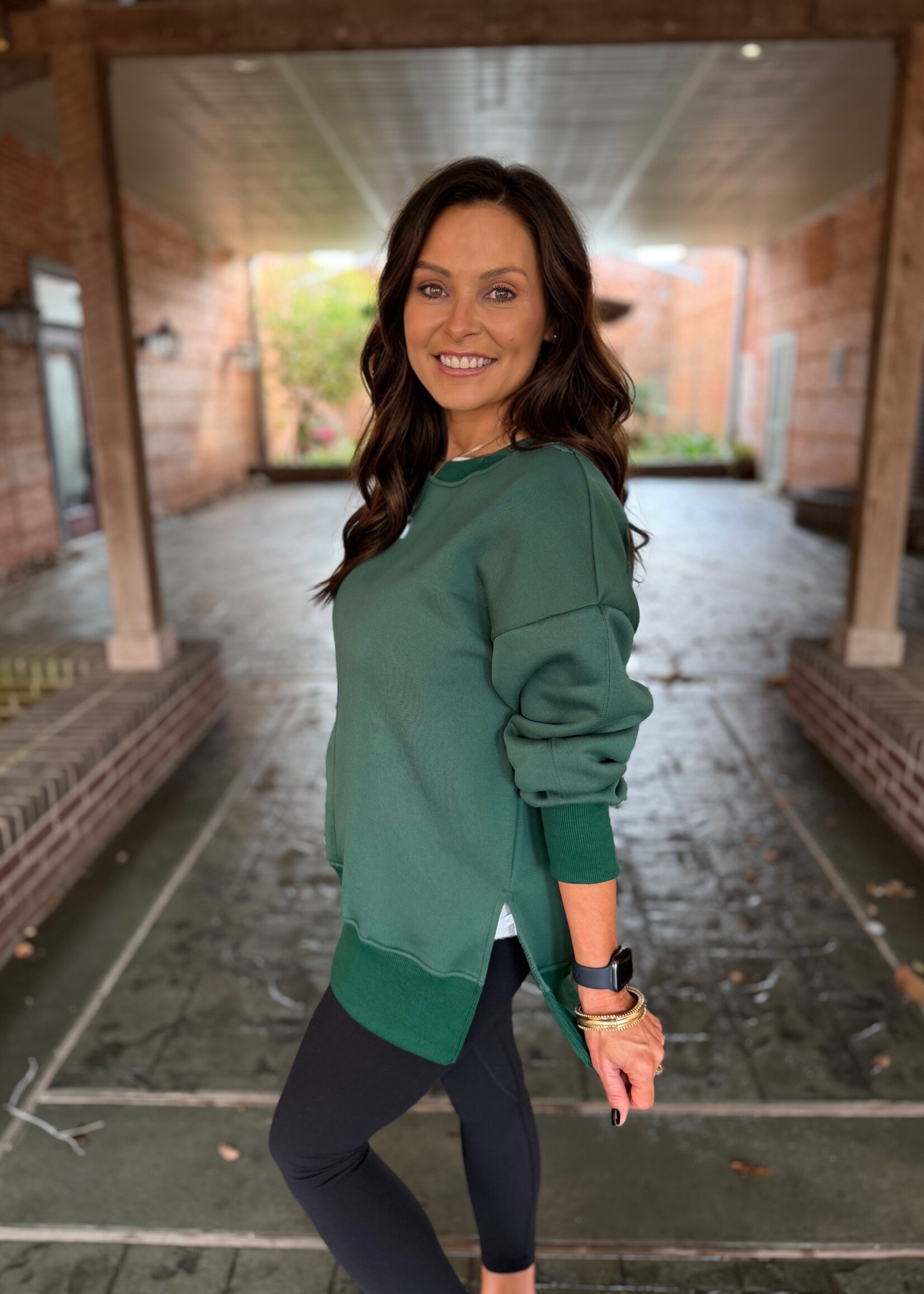 Bloom and Company Casual Crewneck Loose Pullover Sweatshirt Green