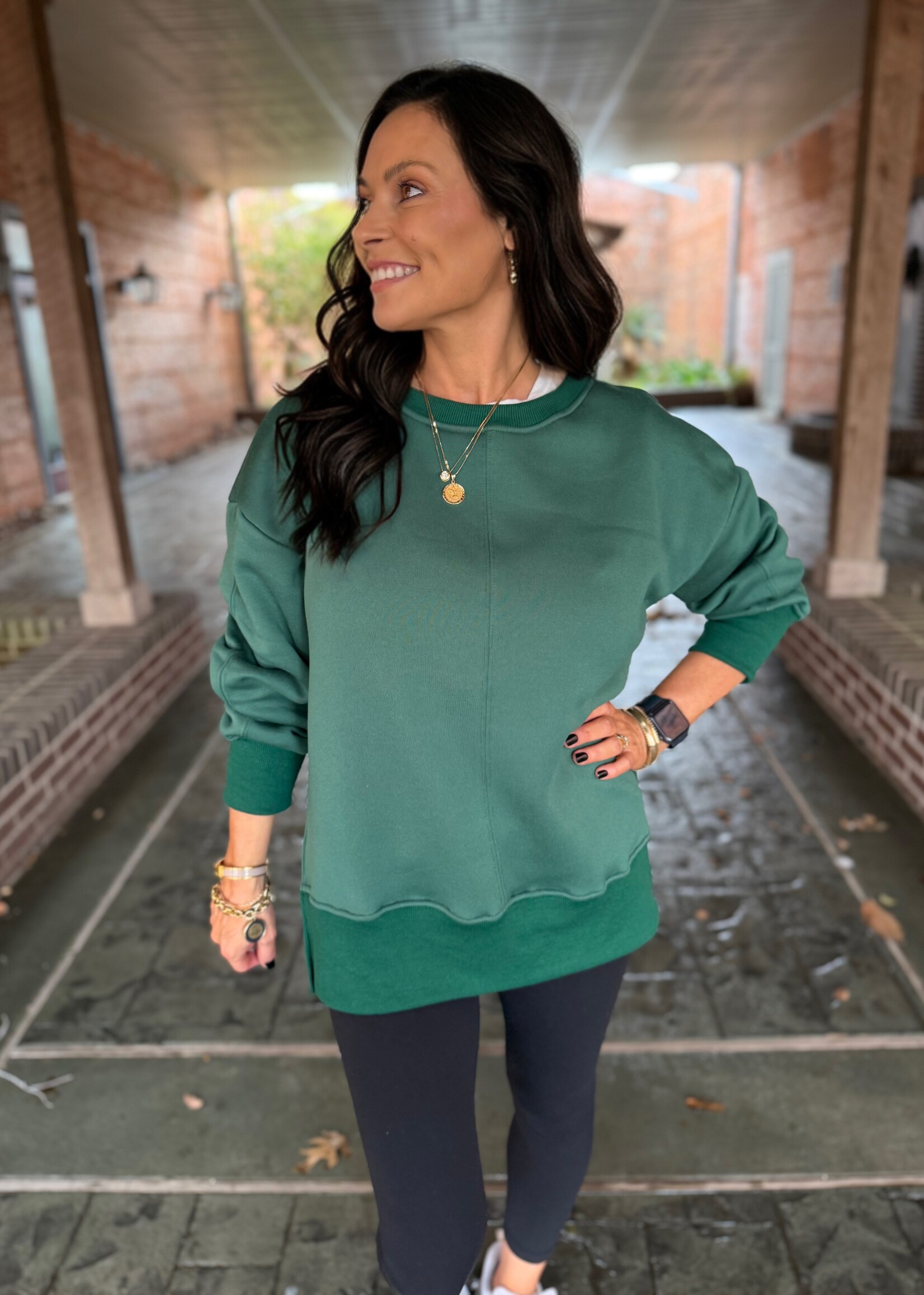Bloom and Company Casual Crewneck Loose Pullover Sweatshirt Green