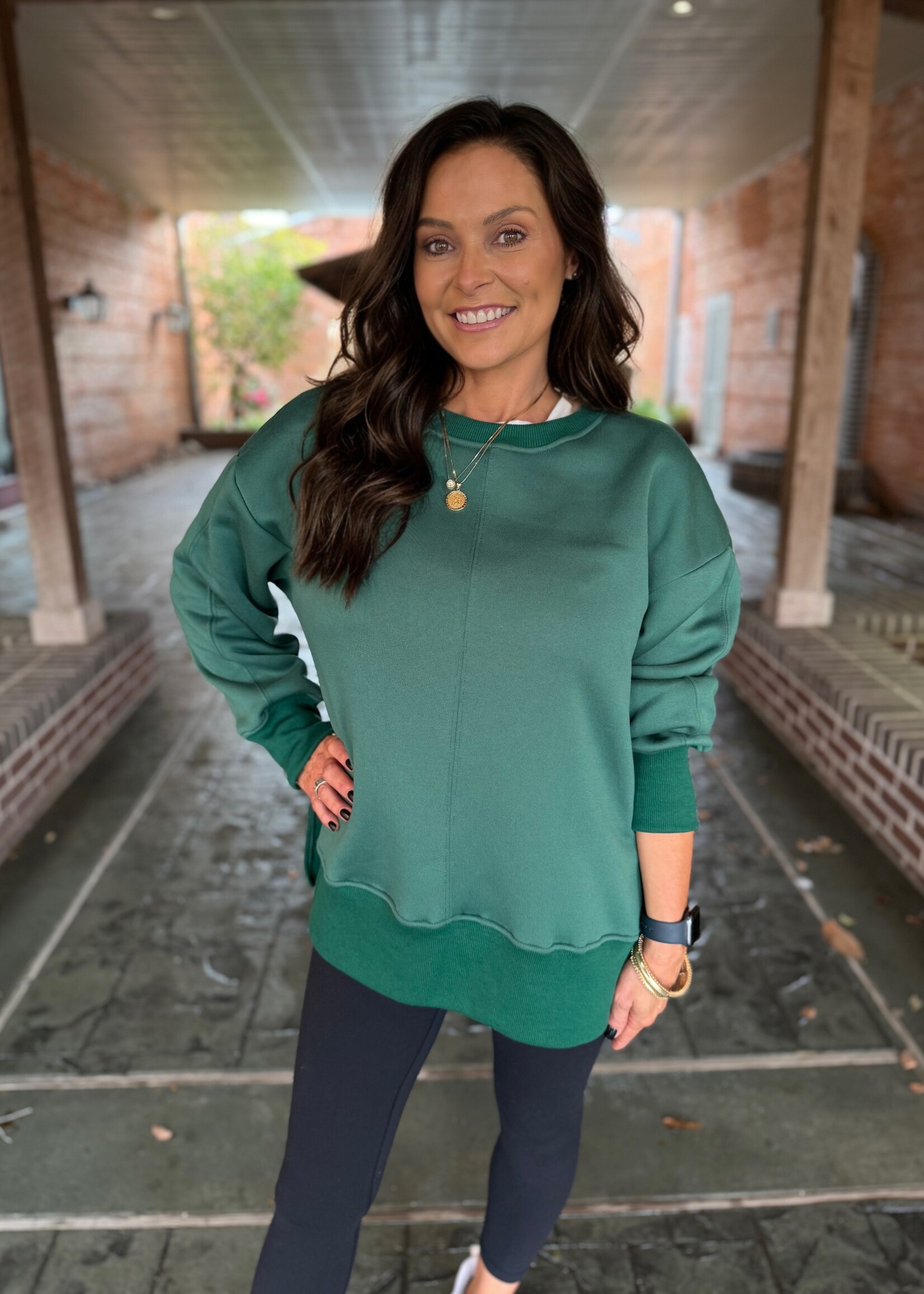 Bloom and Company Casual Crewneck Loose Pullover Sweatshirt Green