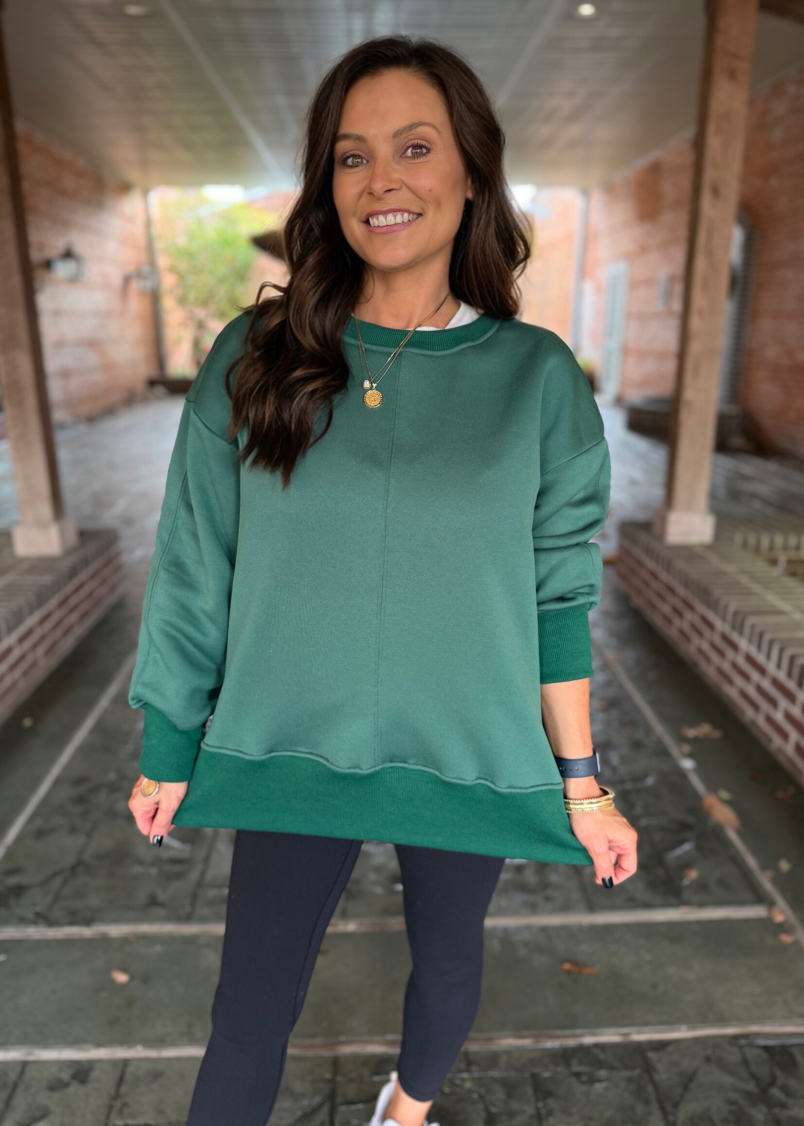 Bloom and Company Casual Crewneck Loose Pullover Sweatshirt Green