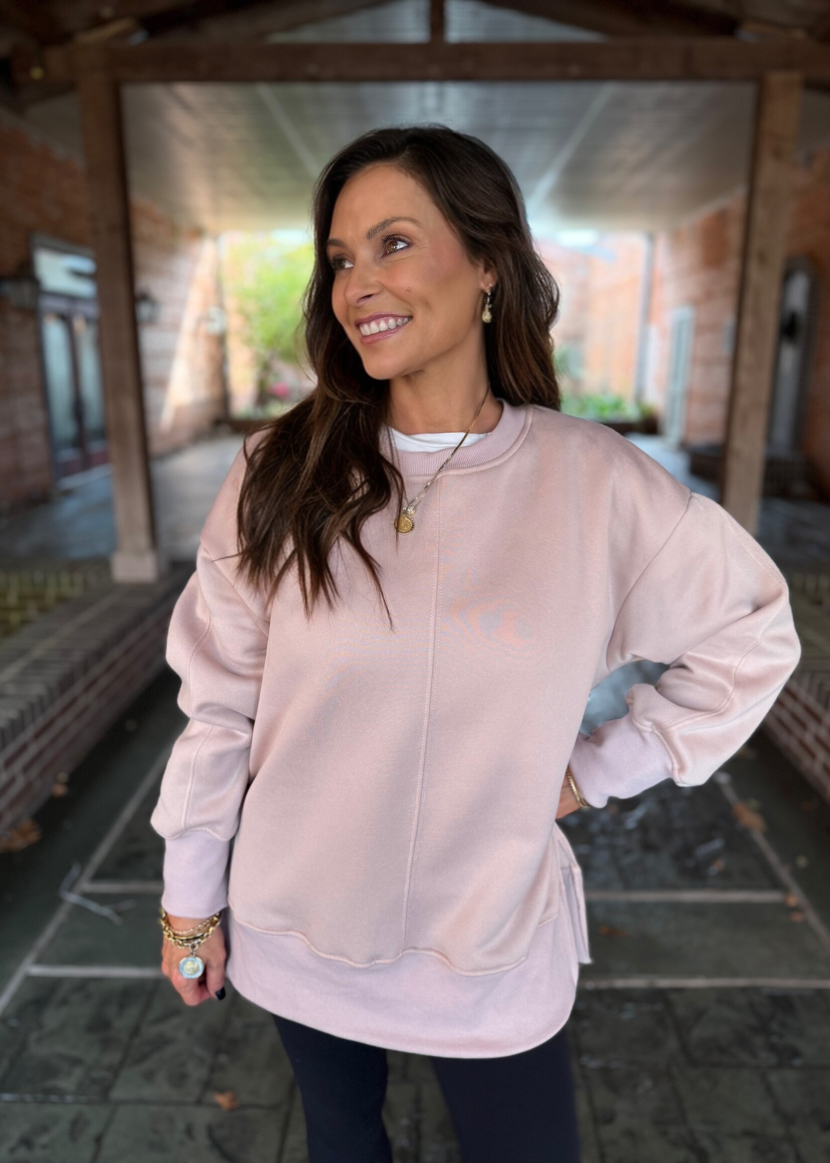 Bloom and Company Casual Crewneck Loose Fit Pullover Sweatshirt Khaki