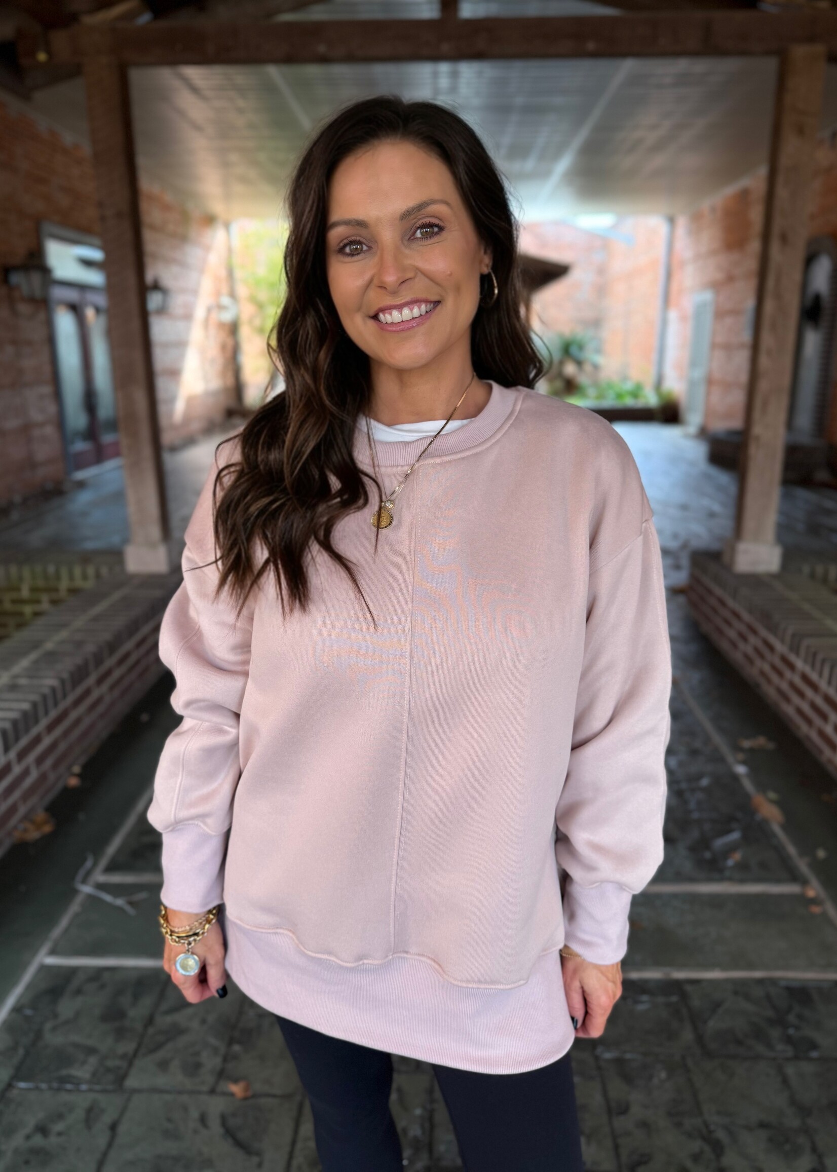 Bloom and Company Casual Crewneck Loose Fit Pullover Sweatshirt Khaki