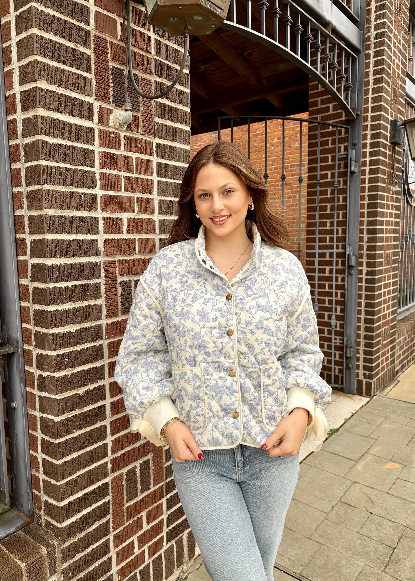 Bloom and Company Blue Floral Quilt Jacket