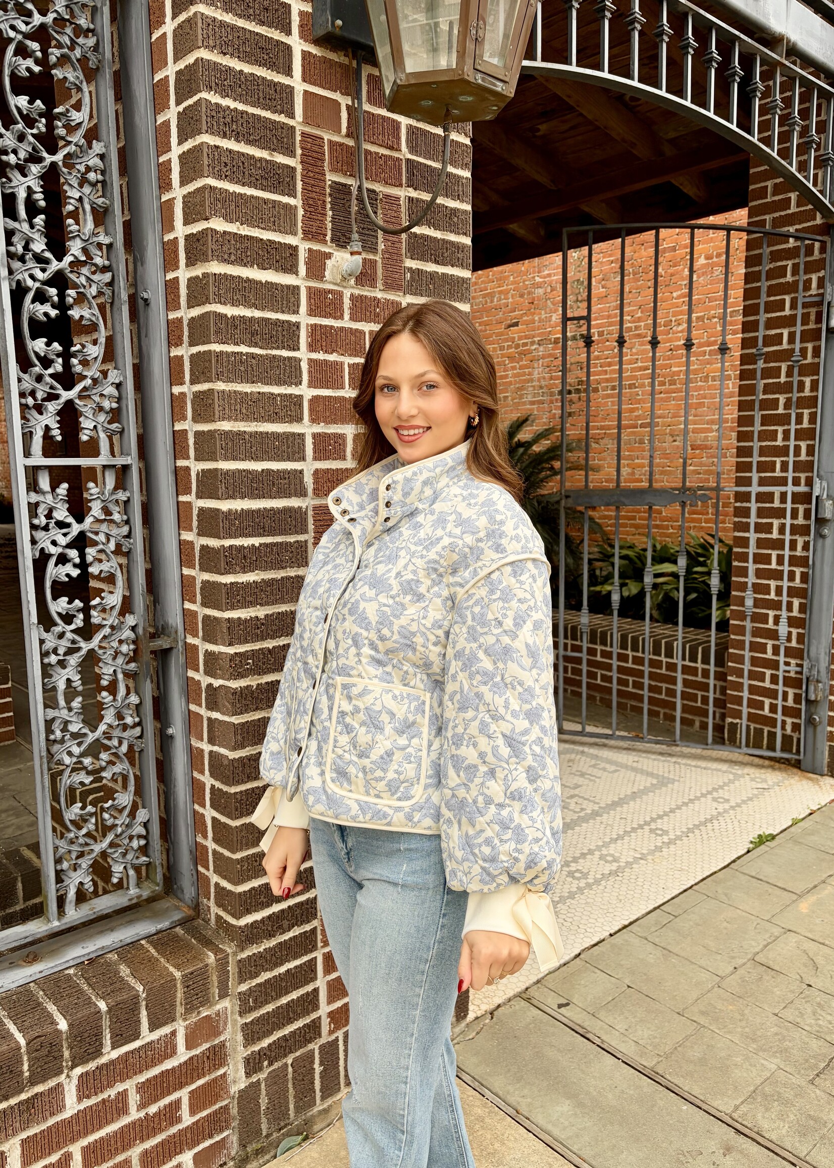 Bloom and Company Blue Floral Quilt Jacket