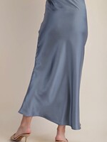 Bloom and Company Elastic Waist Band Midi Skirt Dusty Blue