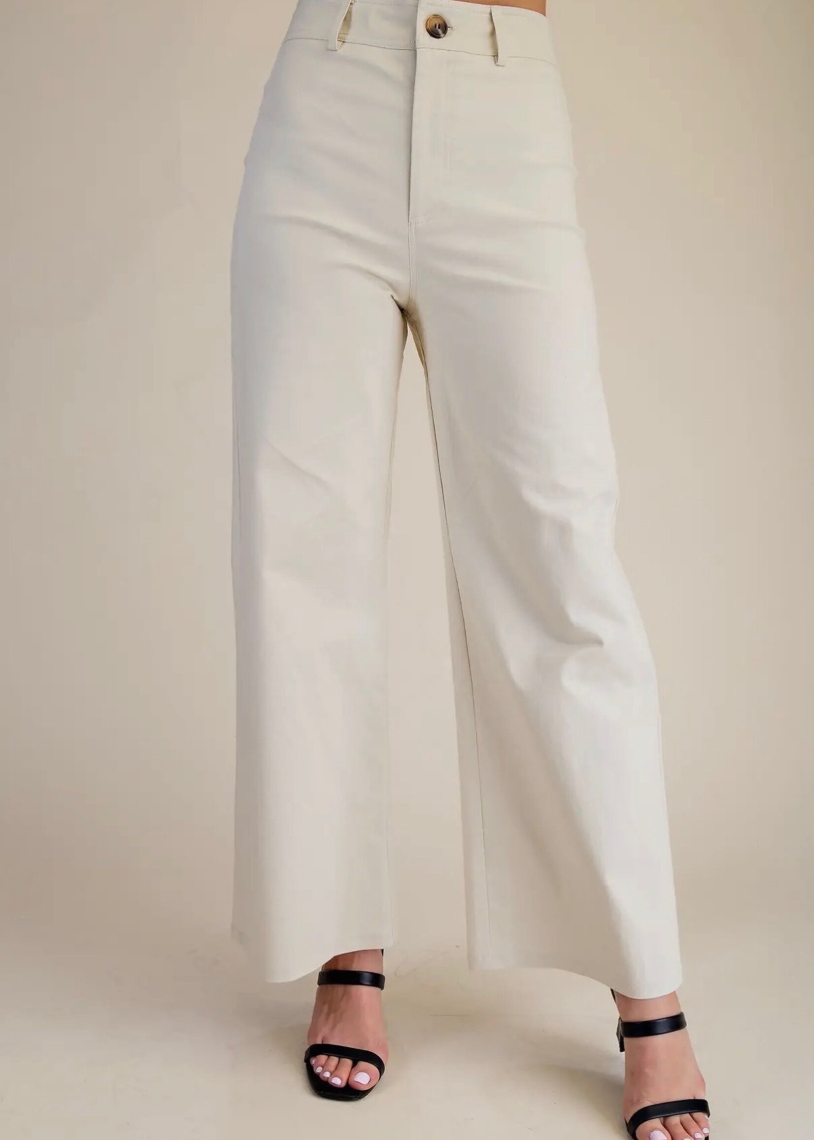 Bloom and Company High Waist Straight Leg Pants Beige