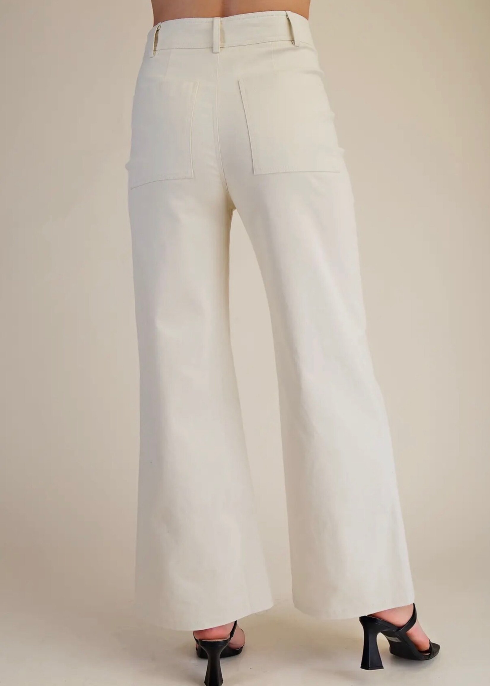 Bloom and Company High Waist Straight Leg Pants Beige