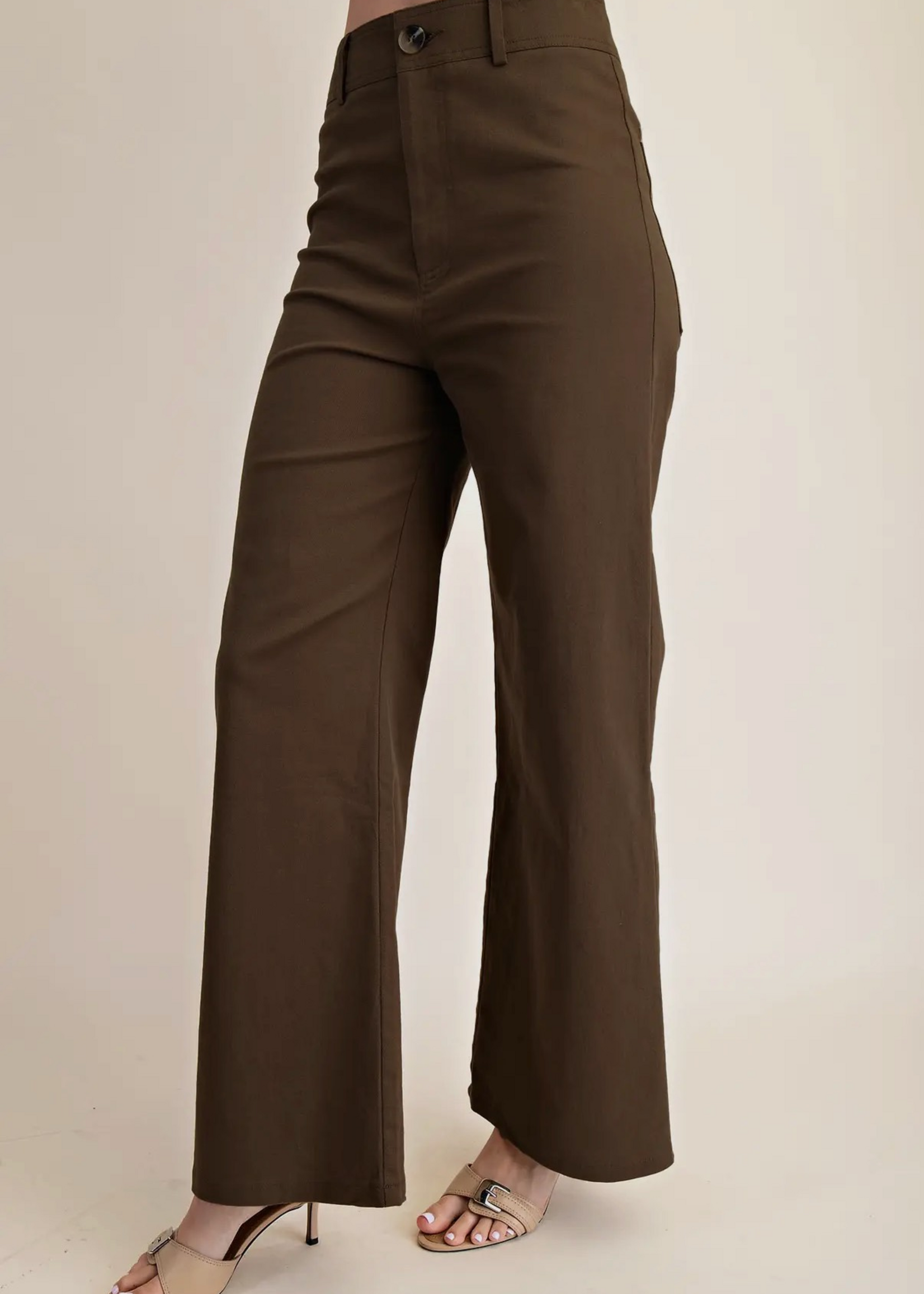 Bloom and Company High Waist Straight Leg Pants Olive