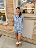 Endless Blu Le Cliche Blue Pagoda Short Sleeve Pajamas