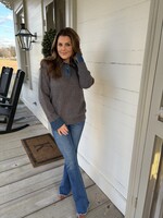 Endless Blu Le Cliche Gray Denim Collar Knit Top