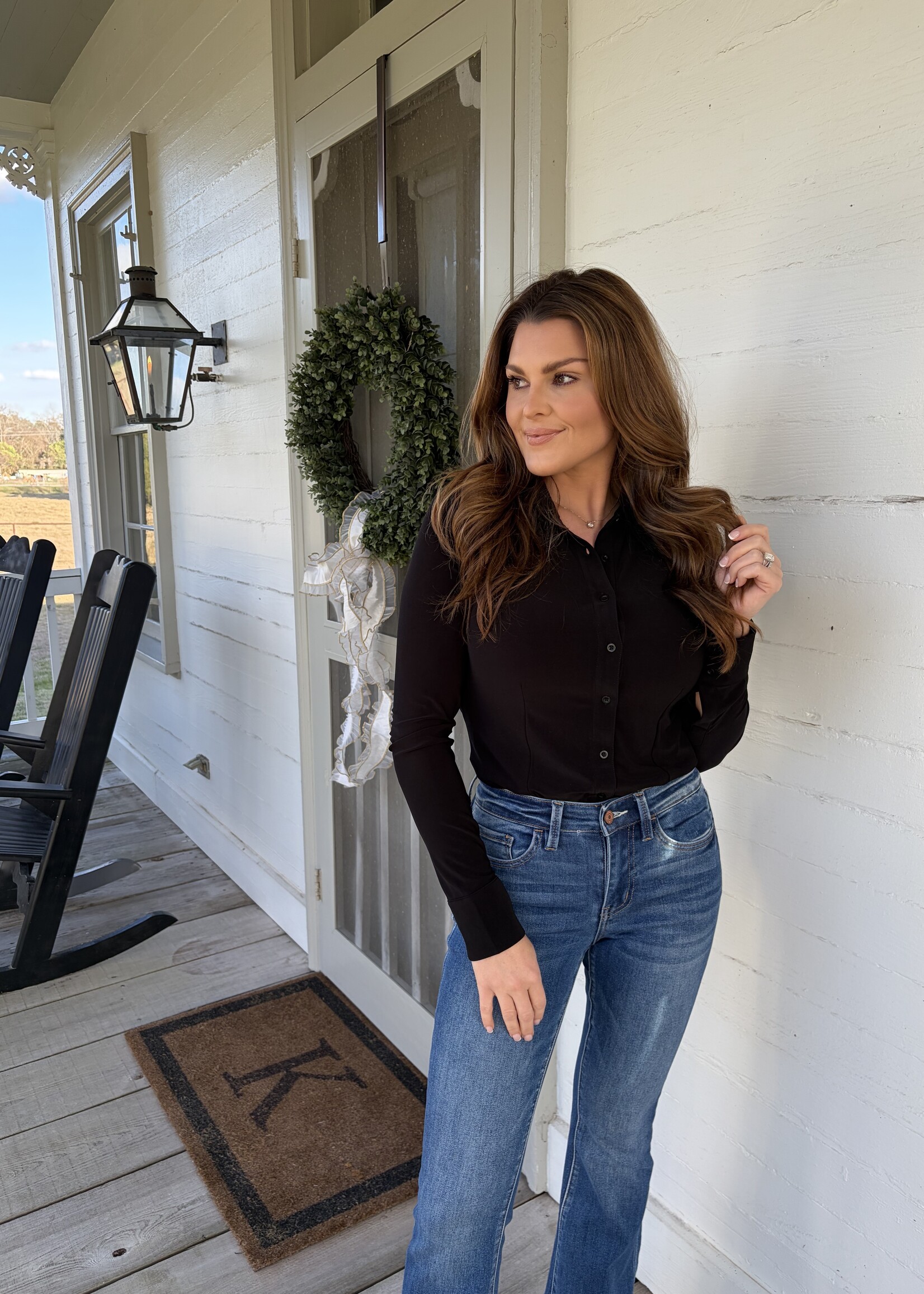 Bloom and Company Black Sierra Button Bodysuit