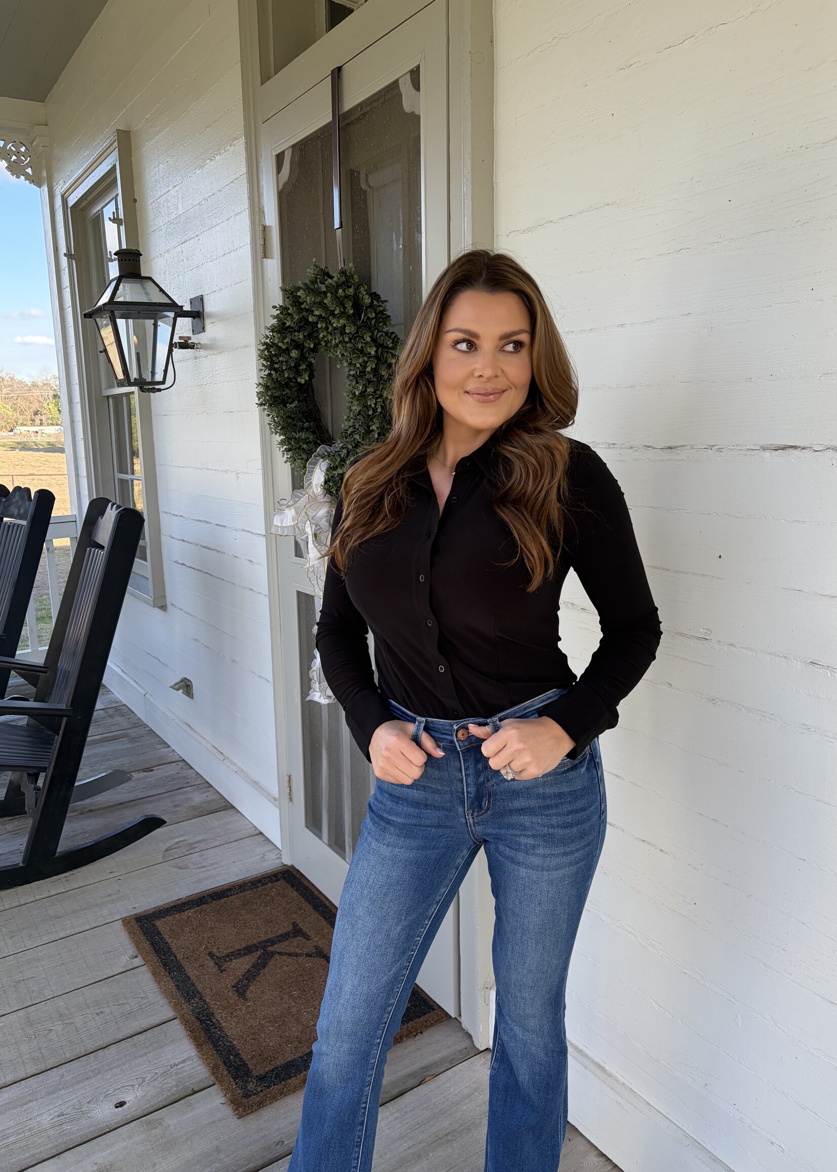 Bloom and Company Black Sierra Button Bodysuit