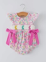 Rylee Faith Designs Easter Colorful Floral Bunny Girl Romper