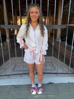 Little Daisy Closet Pink & White Bow Long Sleeve Pajamas