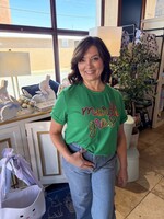 1 the Woman Green Sequin Mardi Gras Letter Tee