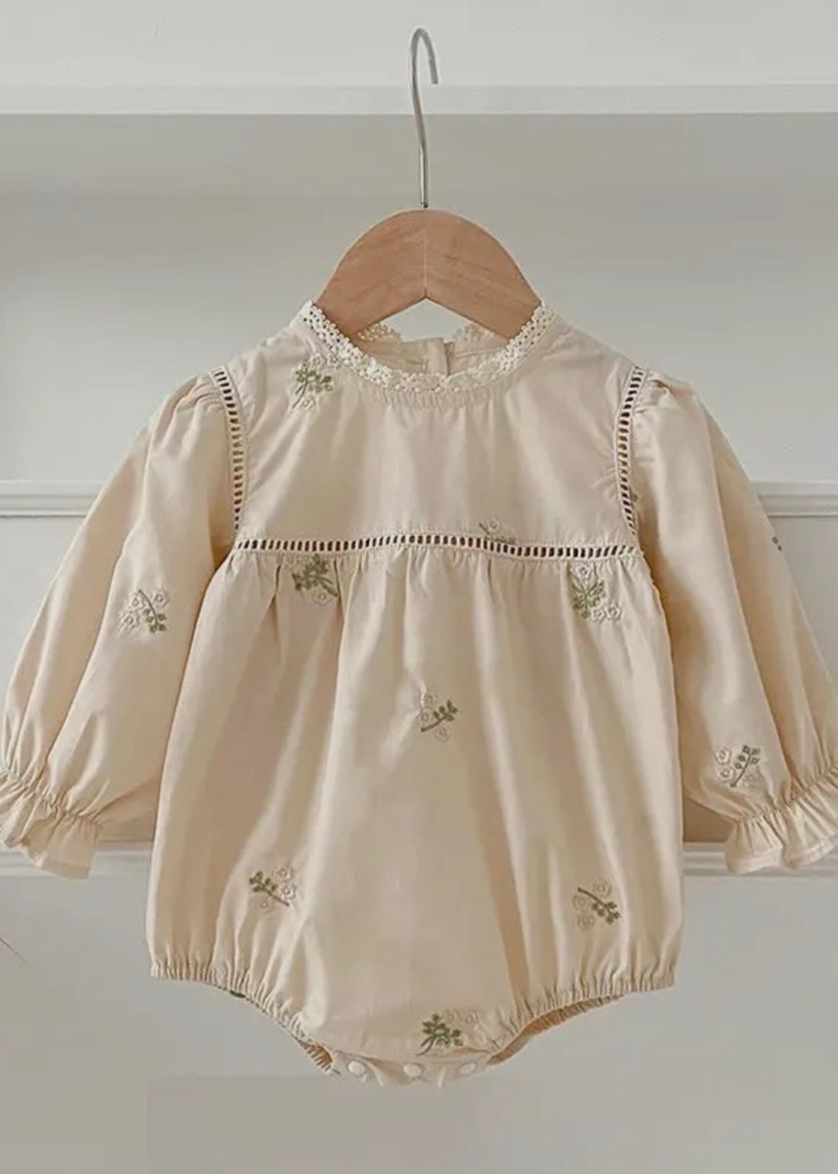 Rylee Faith Designs Fall Long-Sleeved Embroidered Baby Romper