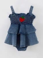 Rylee Faith Designs Strawberry Denim Baby Girls Romper