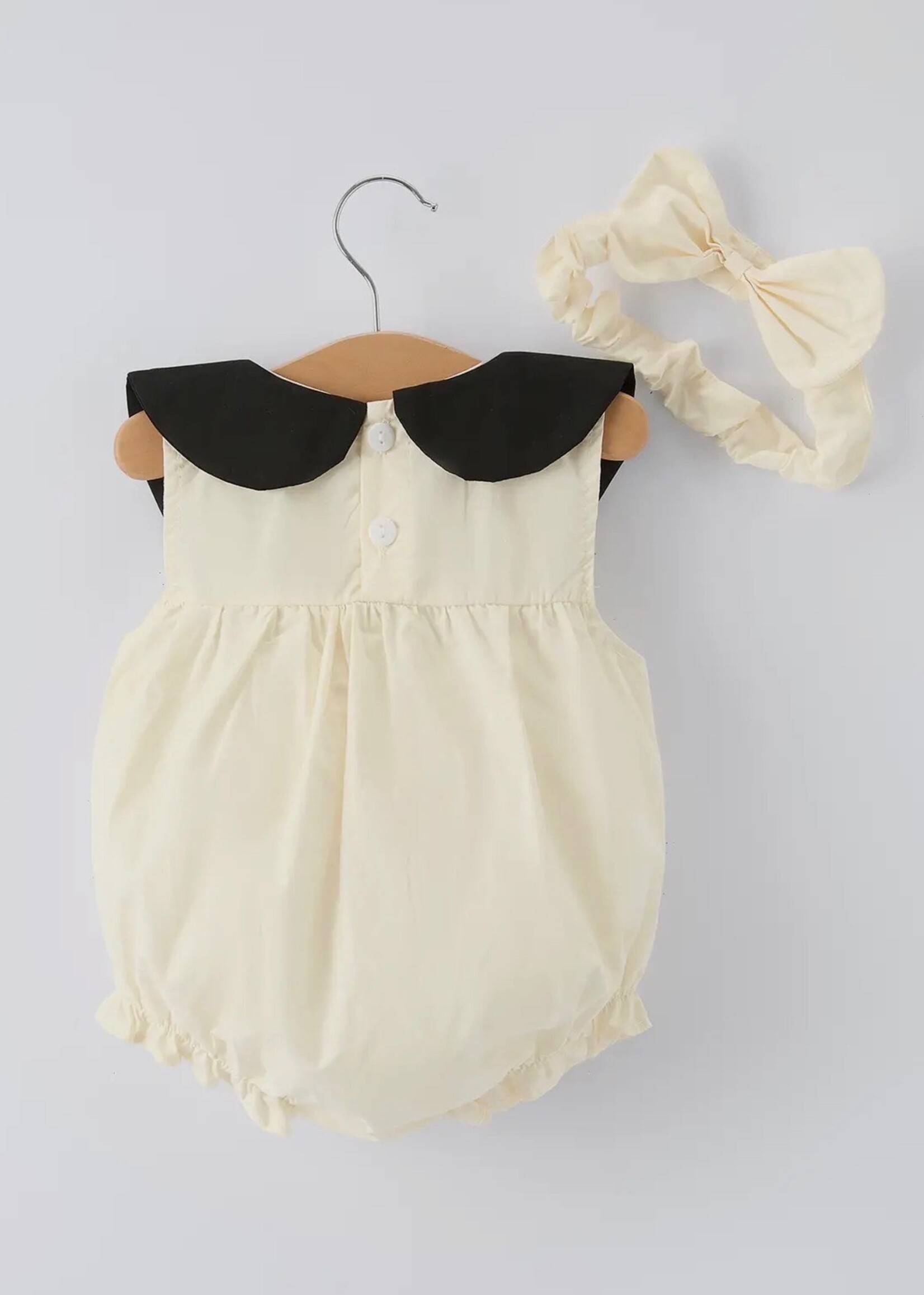 Rylee Faith Designs Black & Cream Sweet Baby Girls Romper