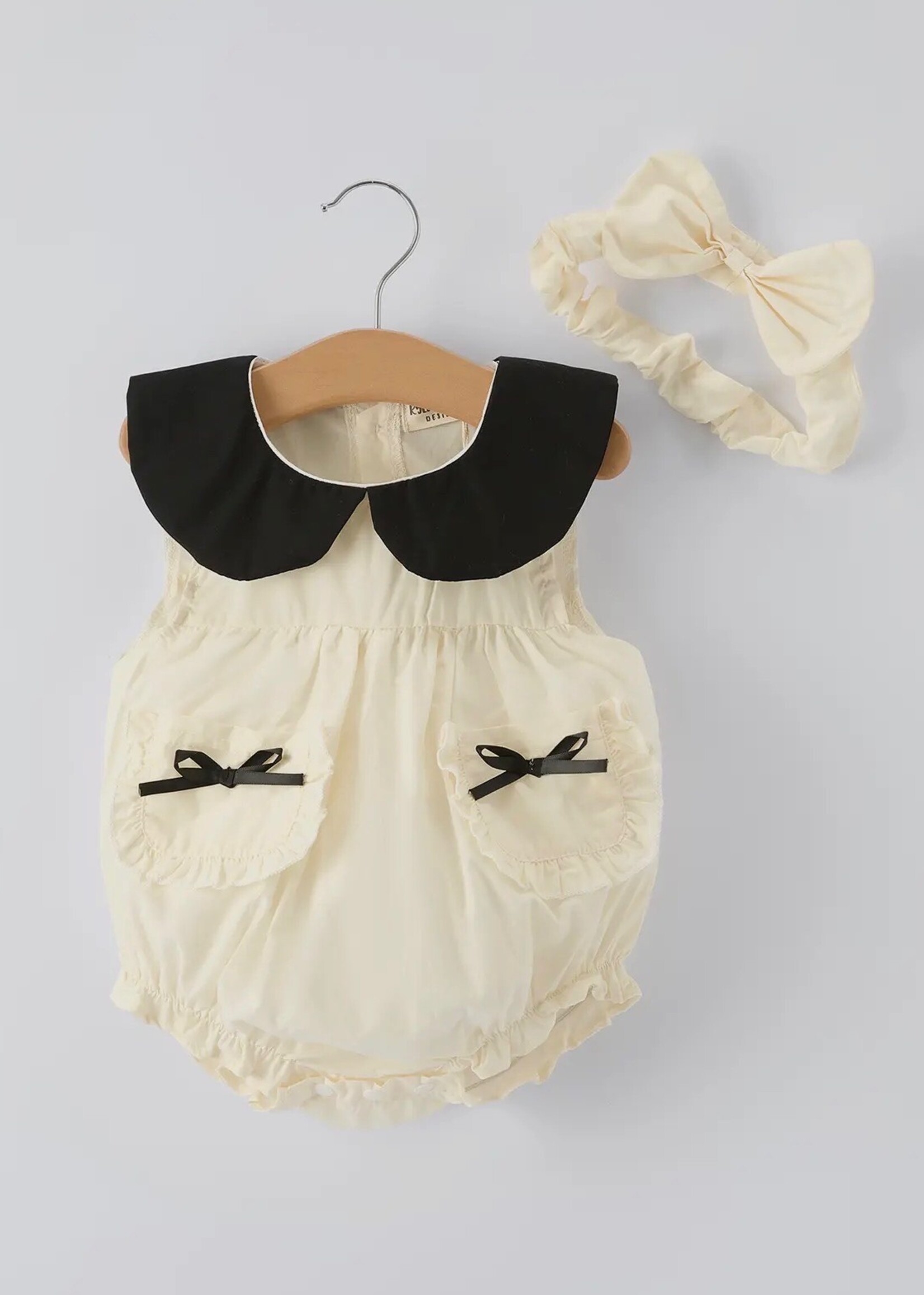 Rylee Faith Designs Black & Cream Sweet Baby Girls Romper
