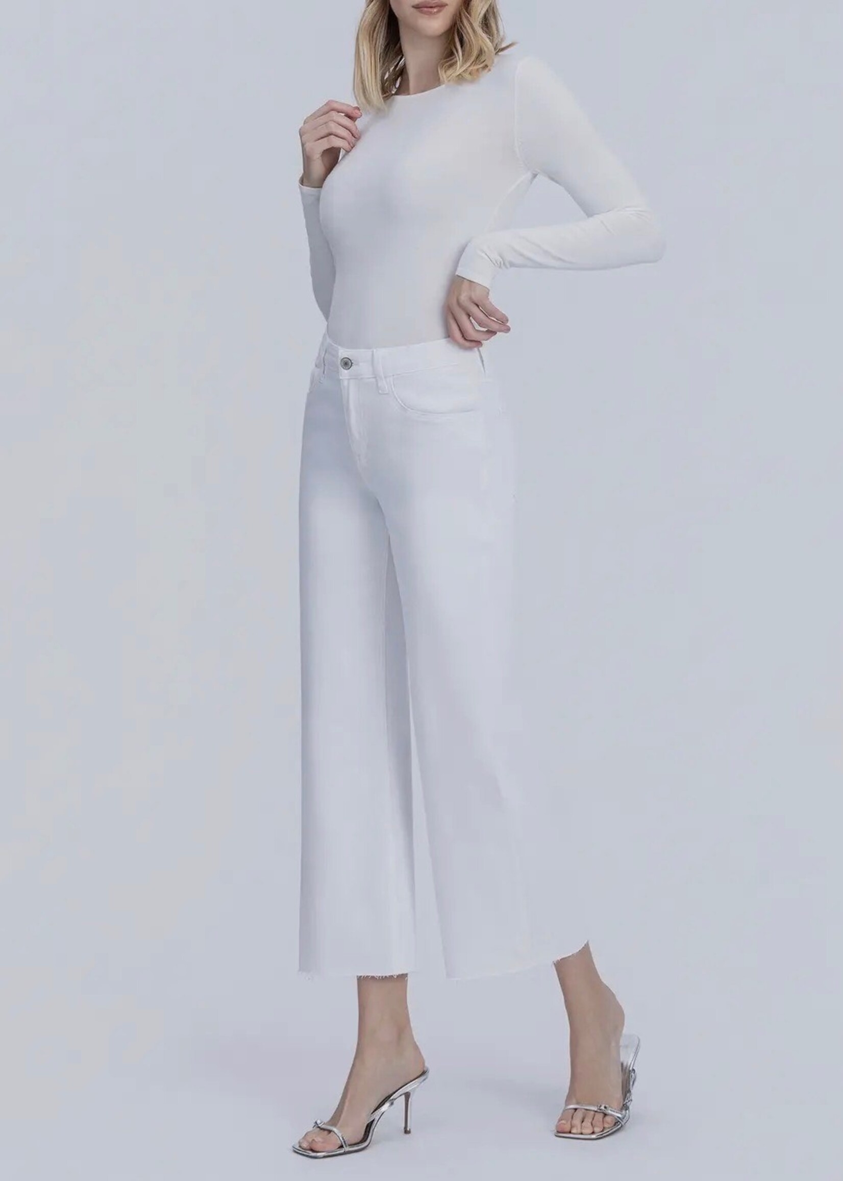 Vervet Optic White High Rise Cropped Wide Leg  Jean