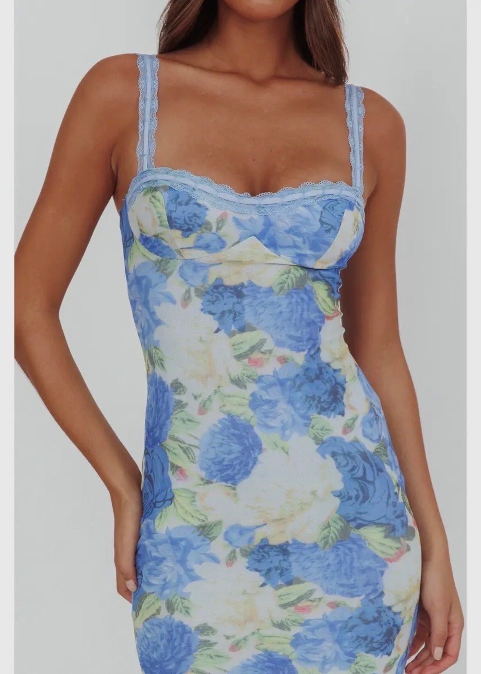 One and Only Collective Blue Sky Floral Maxi Dress