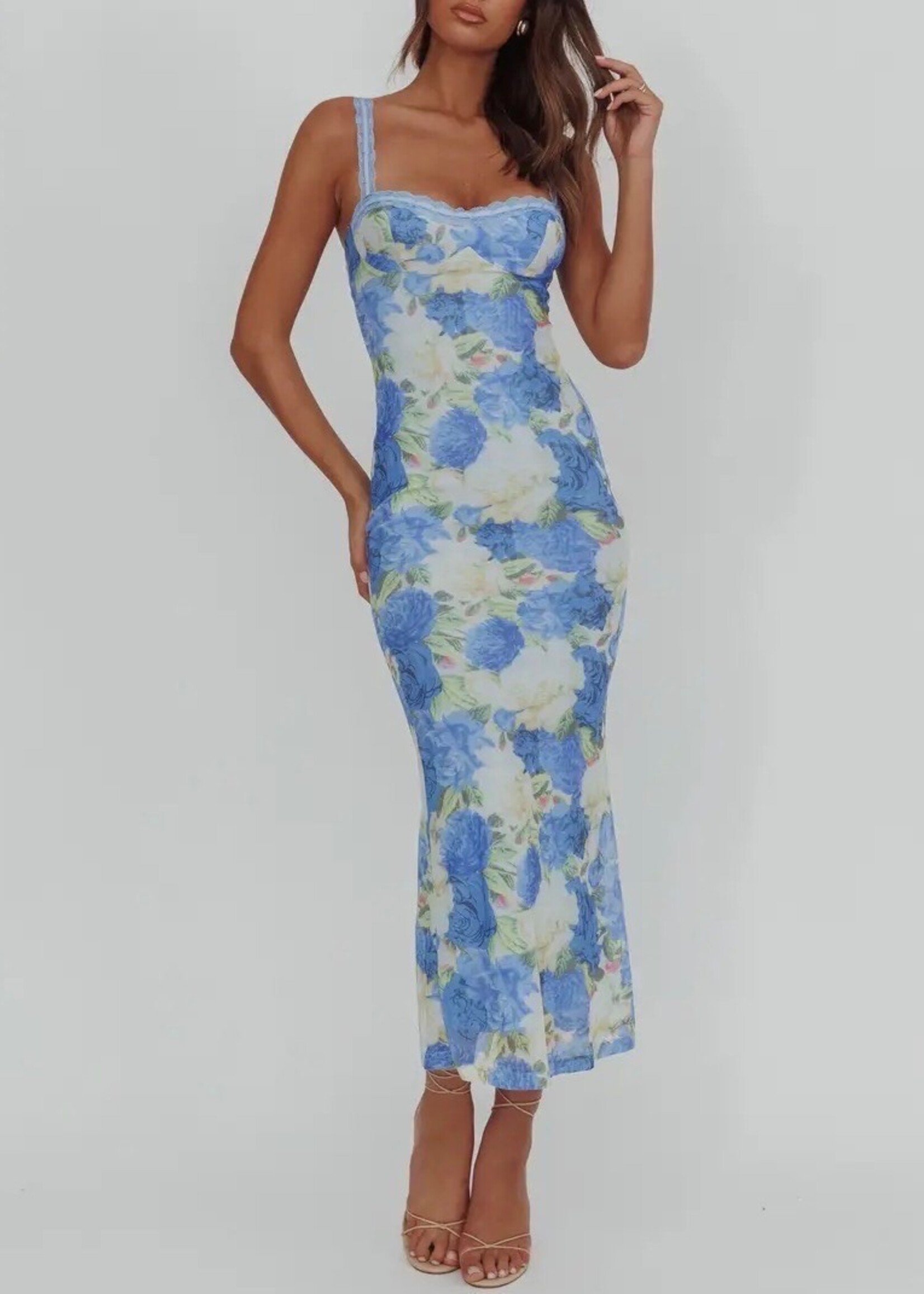 One and Only Collective Blue Sky Floral Maxi Dress