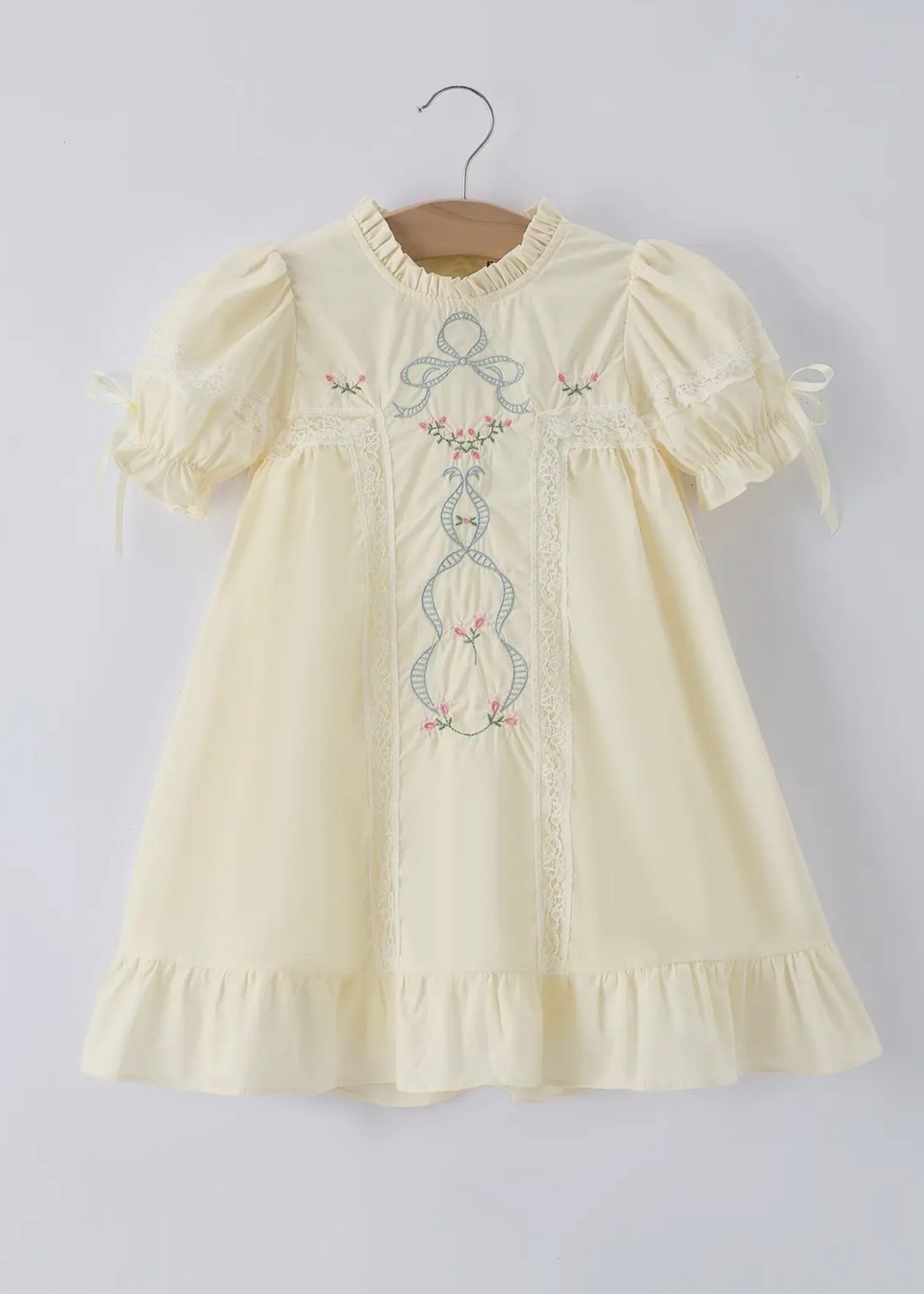 Rylee Faith Designs Embroidered Lace Girls Short Sleeved Dress