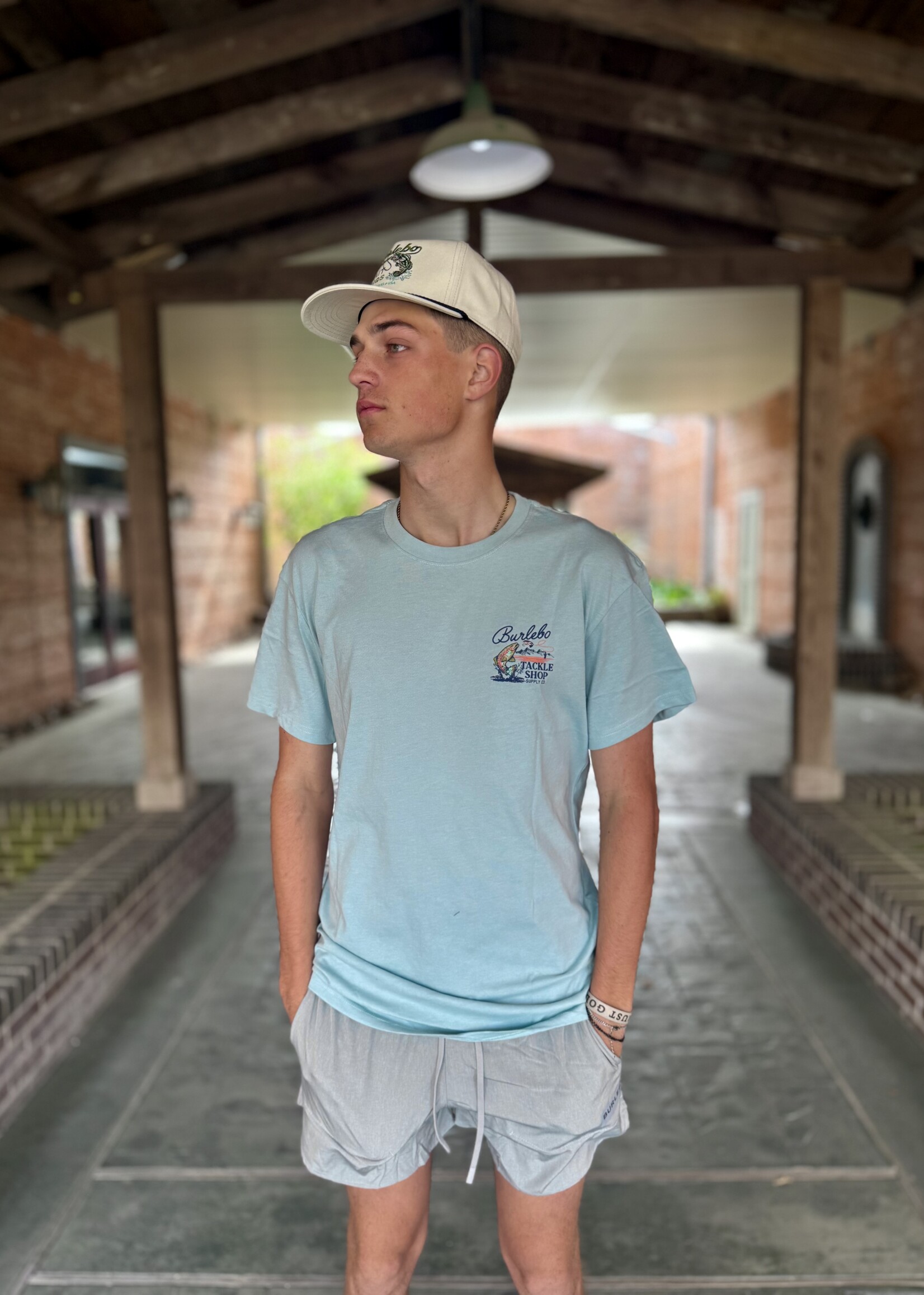 Burlebo Burlebo Adult SS Tee Tackle Shop Heather Sky Blue