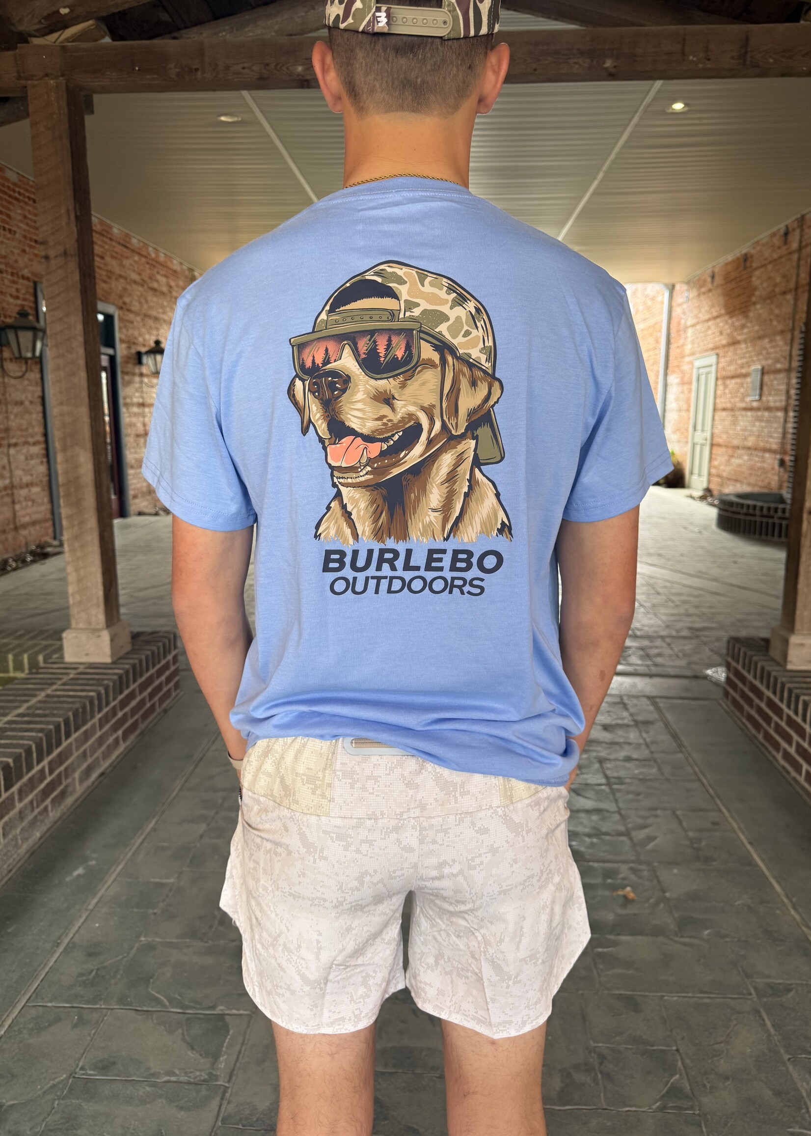 Burlebo Burlebo Adult SS Tee Mallard Camo Dog Heather Periwinkle