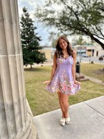 Endless Blu Le Cliche V-neck Lavender Floral Dress