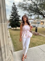 Sugarlips Blush Pink Floral Strapless Top