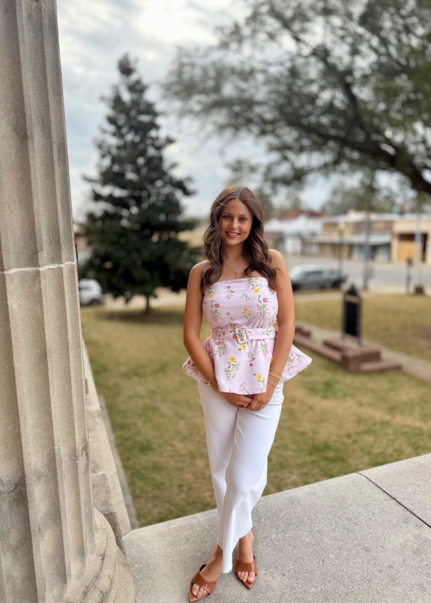 Sugarlips Blush Pink Floral Strapless Top