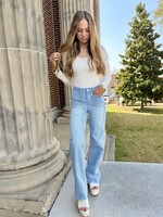 Vervet High Rise Patch Pocket Striped Wide Jeans