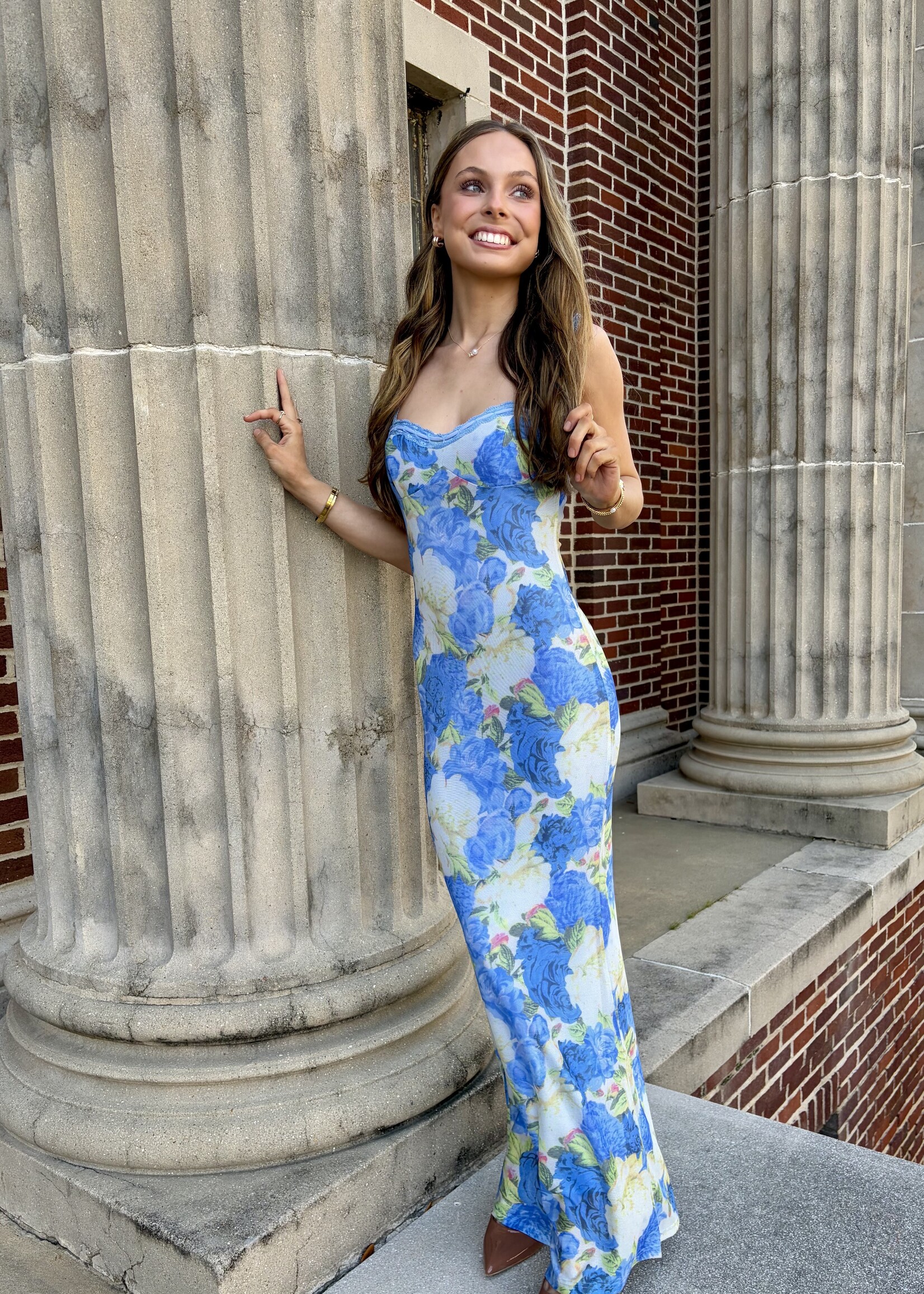 One and Only Collective Blue Sky Floral Maxi Dress