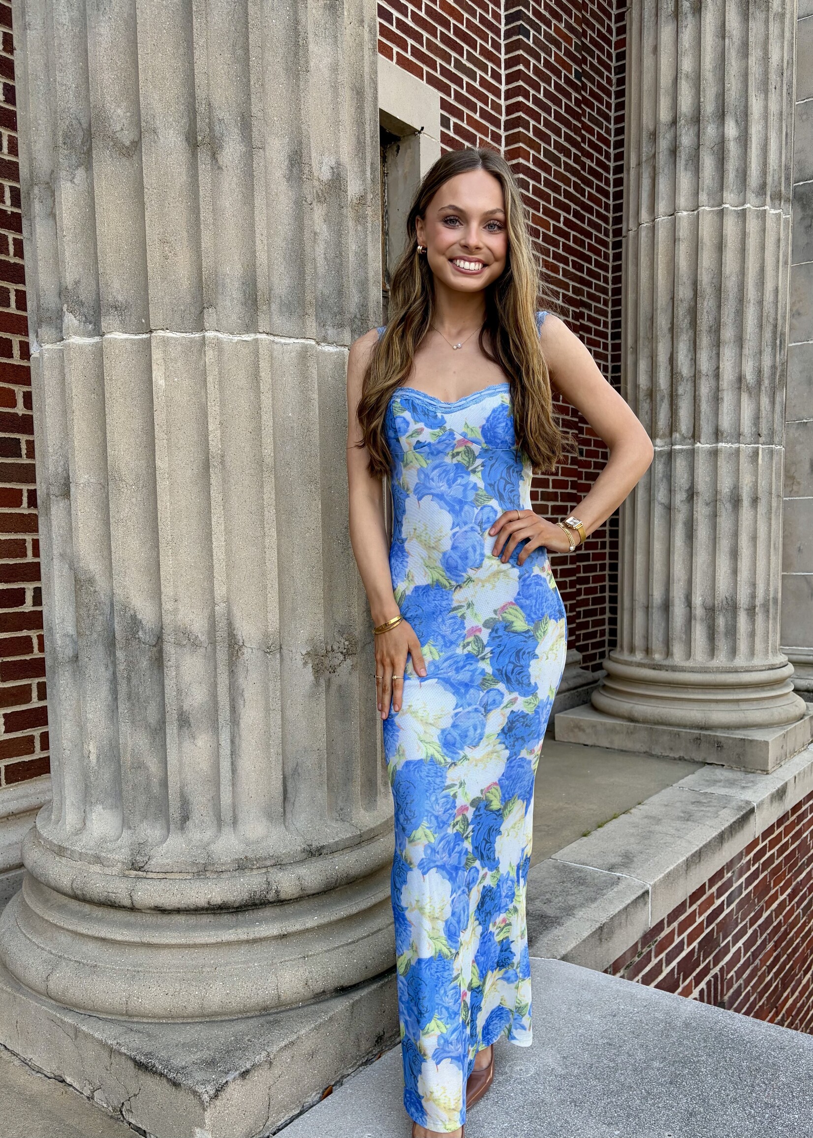 One and Only Collective Blue Sky Floral Maxi Dress