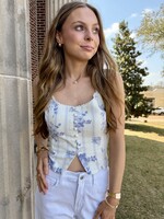 Dress Forum White & Blue Floral Sleeveless Top