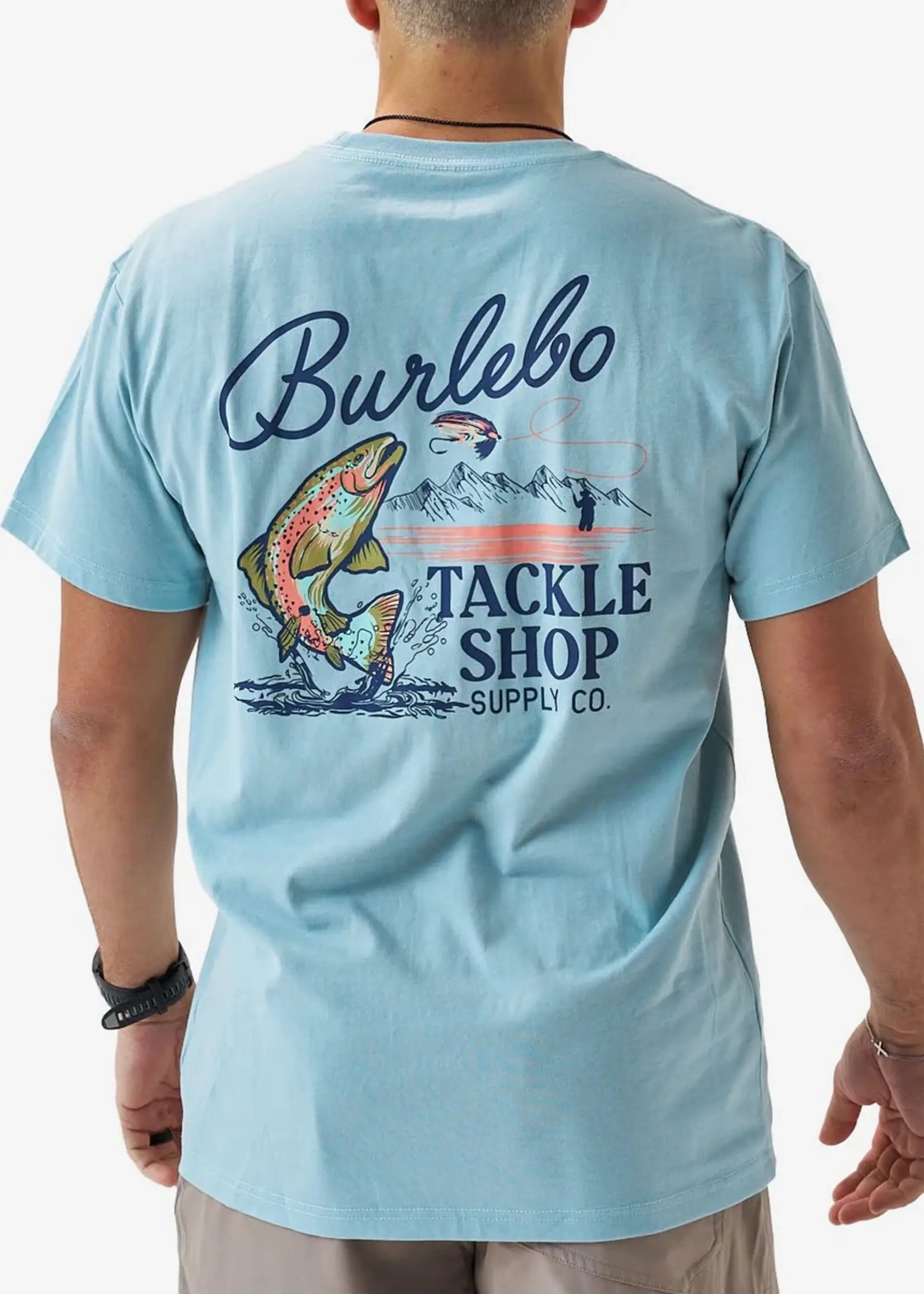 Burlebo Burlebo Adult SS Tee Tackle Shop Heather Sky Blue
