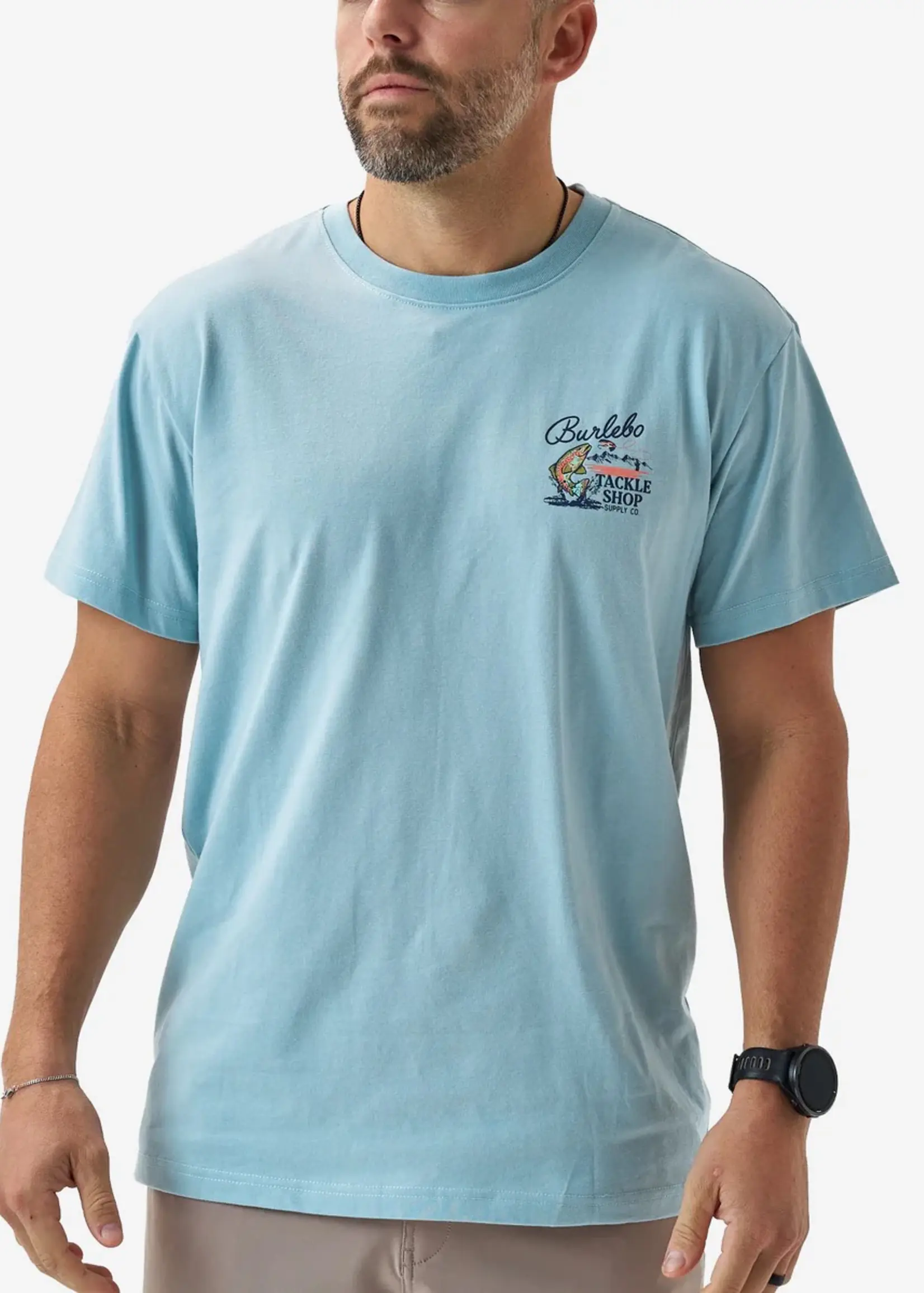 Burlebo Burlebo Adult SS Tee Tackle Shop Heather Sky Blue