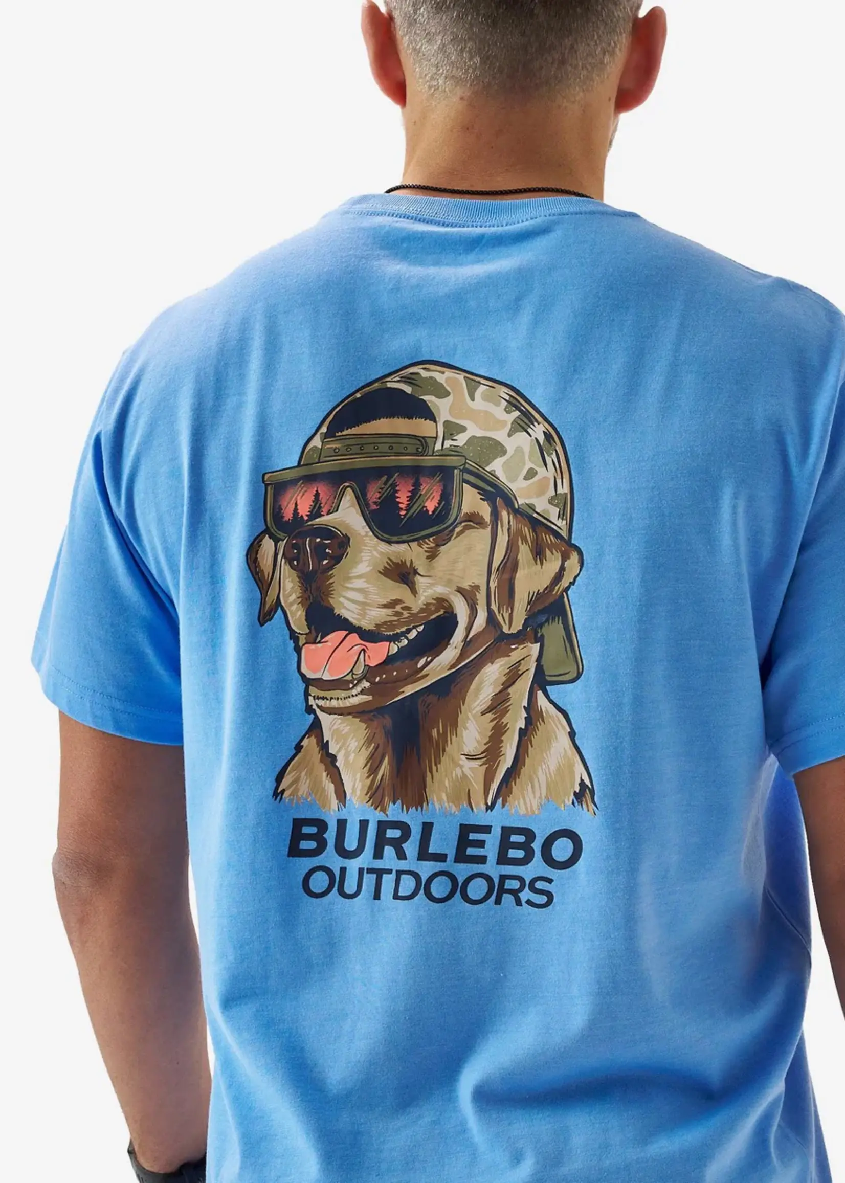 Burlebo Burlebo Adult SS Tee Mallard Camo Dog Heather Periwinkle