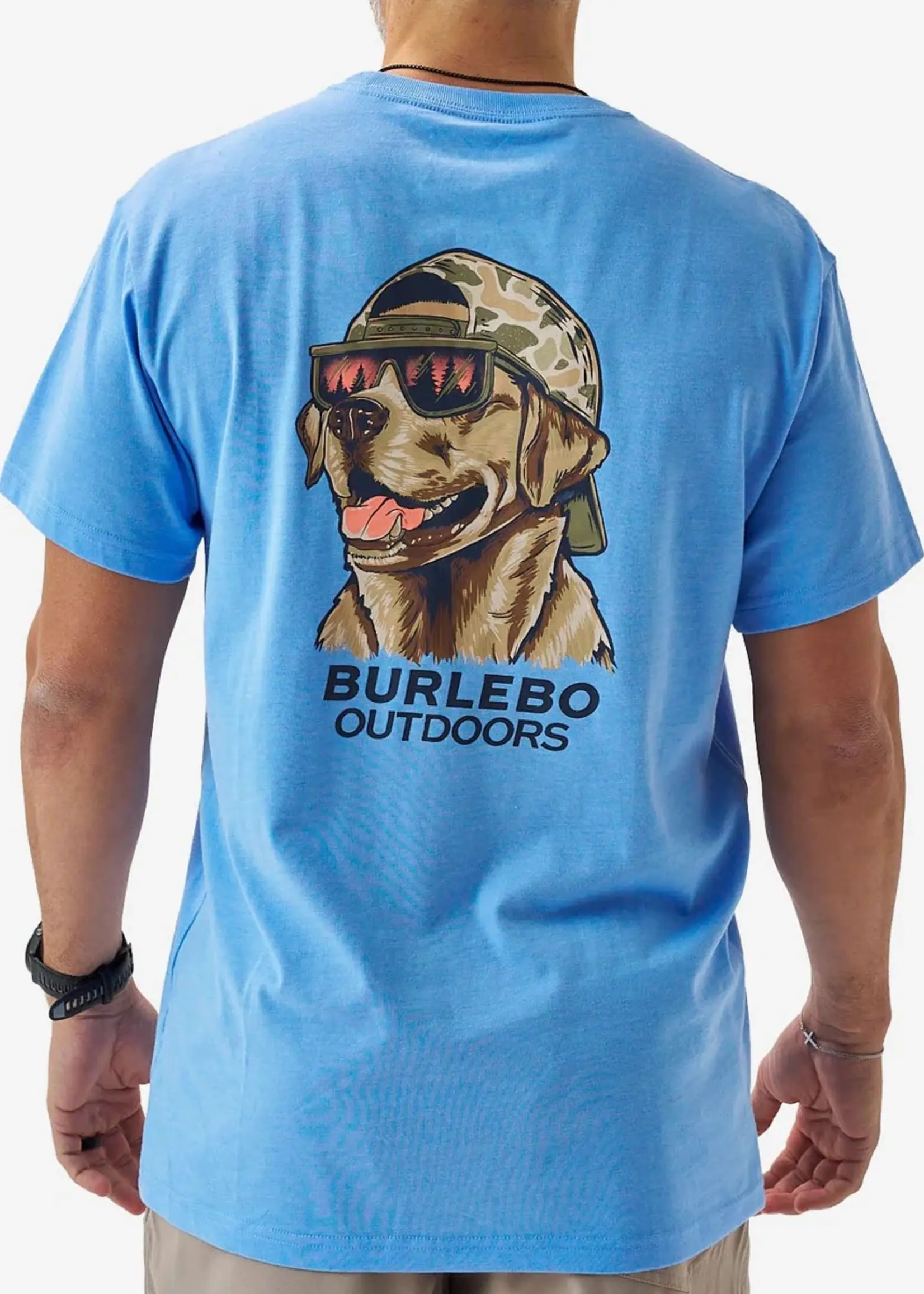 Burlebo Burlebo Adult SS Tee Mallard Camo Dog Heather Periwinkle
